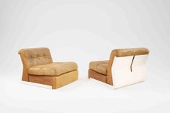 Pair of Amanta Leather Armchairs for C&B, Italy 1960s