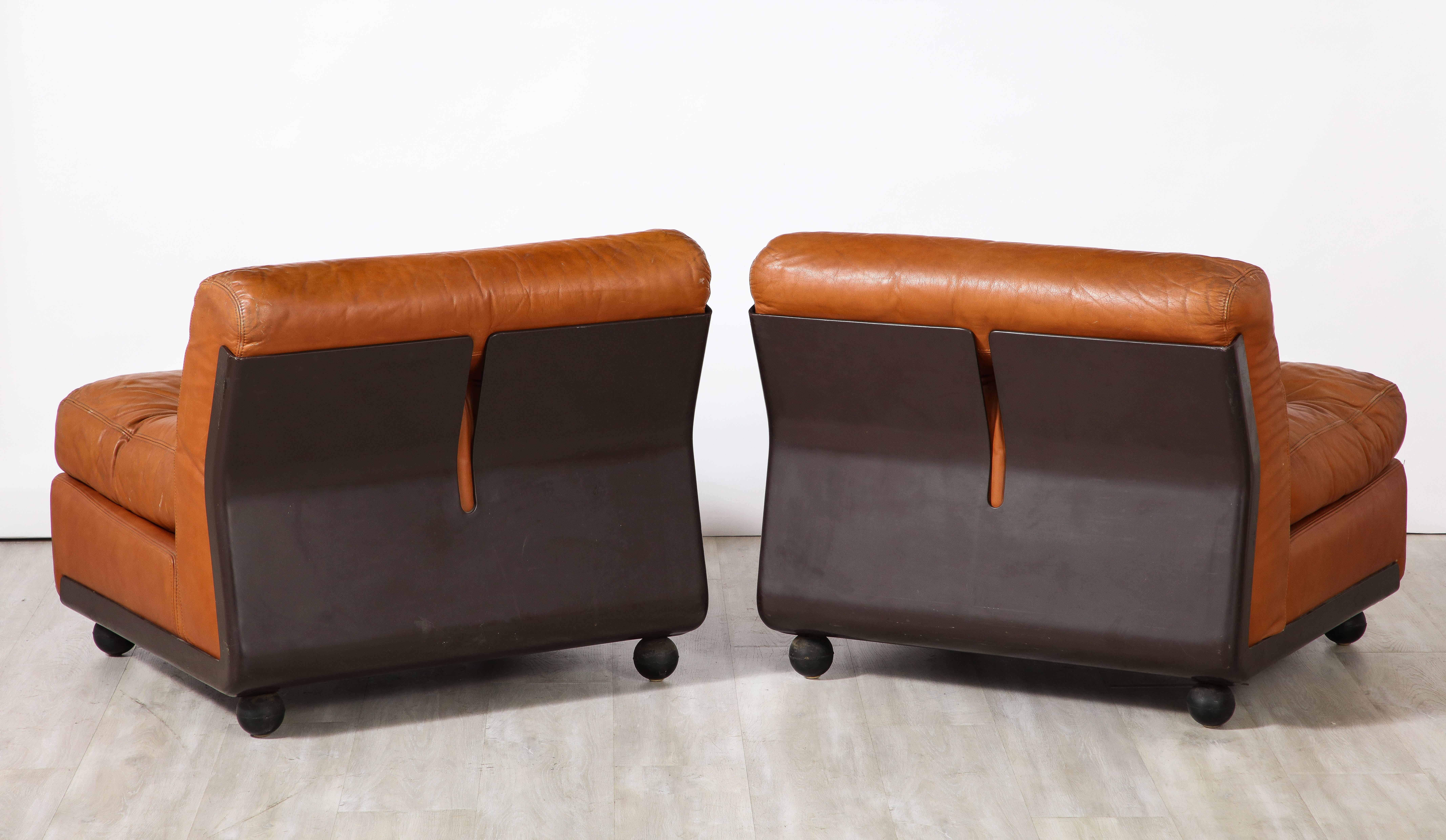 Paire de chaises longues 'Amanta' en cuir de Mario Bellini pour B&B Italia en vente 5
