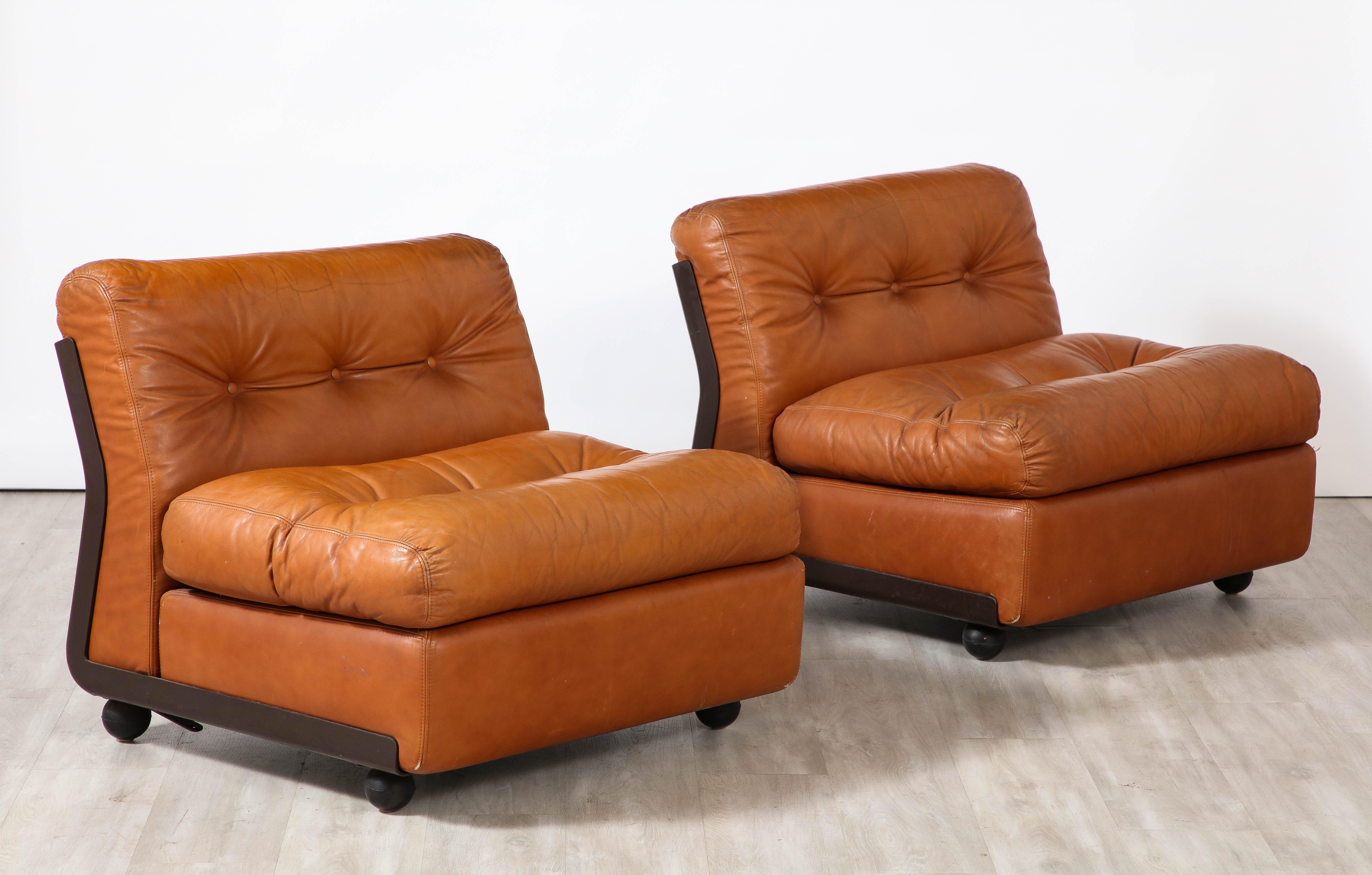 Paire de chaises longues 'Amanta' en cuir de Mario Bellini pour B&B Italia en vente 7