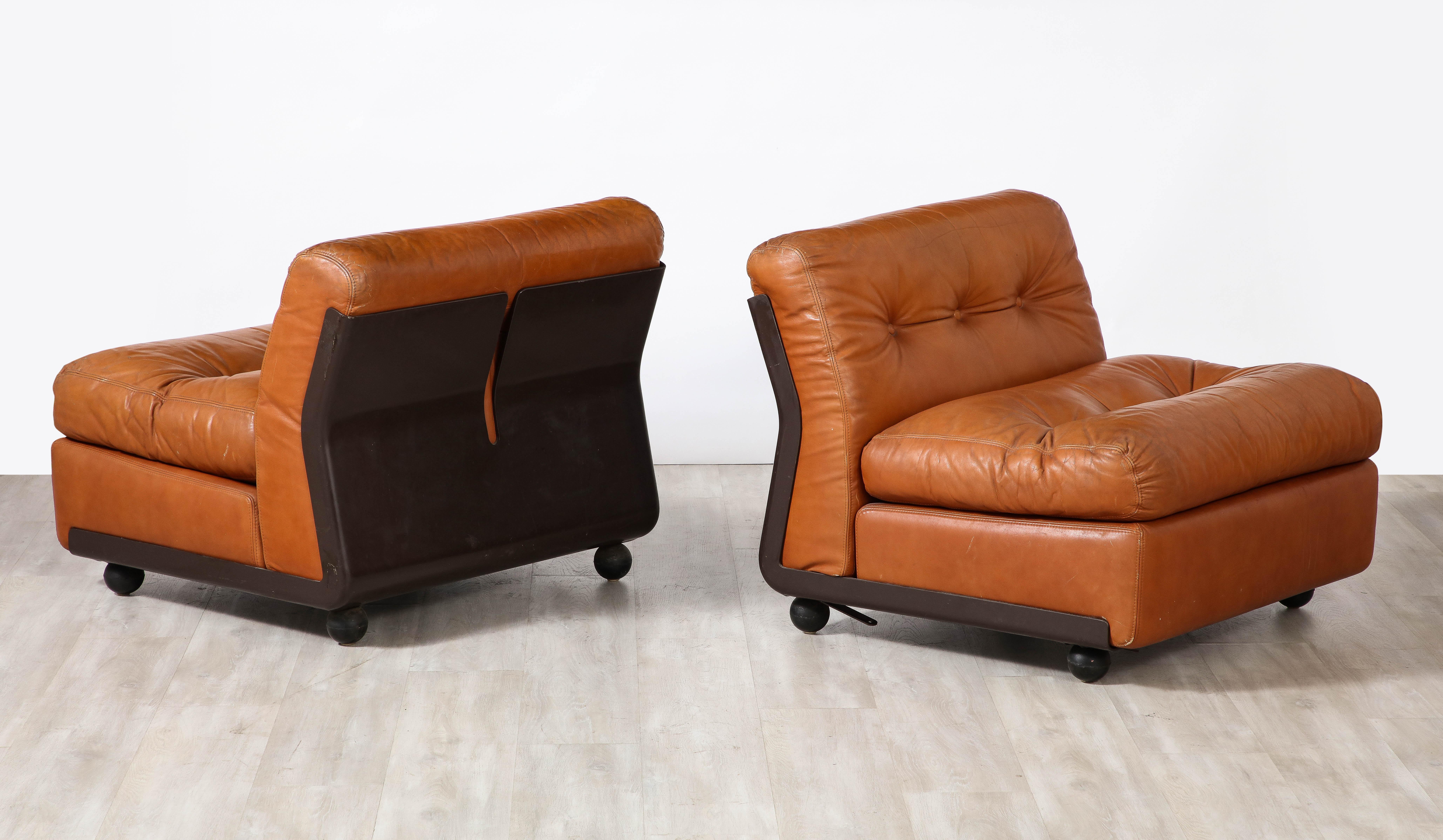 Paire de chaises longues 'Amanta' en cuir de Mario Bellini pour B&B Italia en vente 3