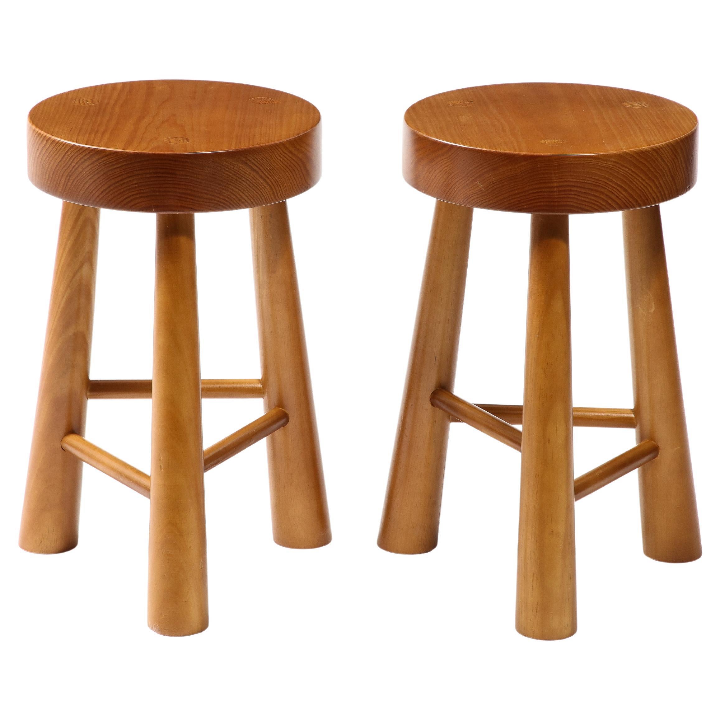 Pair of Amarante Solid Pinewood Stools