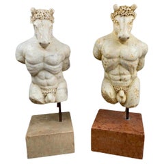 Pair of Amazing Italians Sculptures "Minotauro" 17th Century Carrara Marble