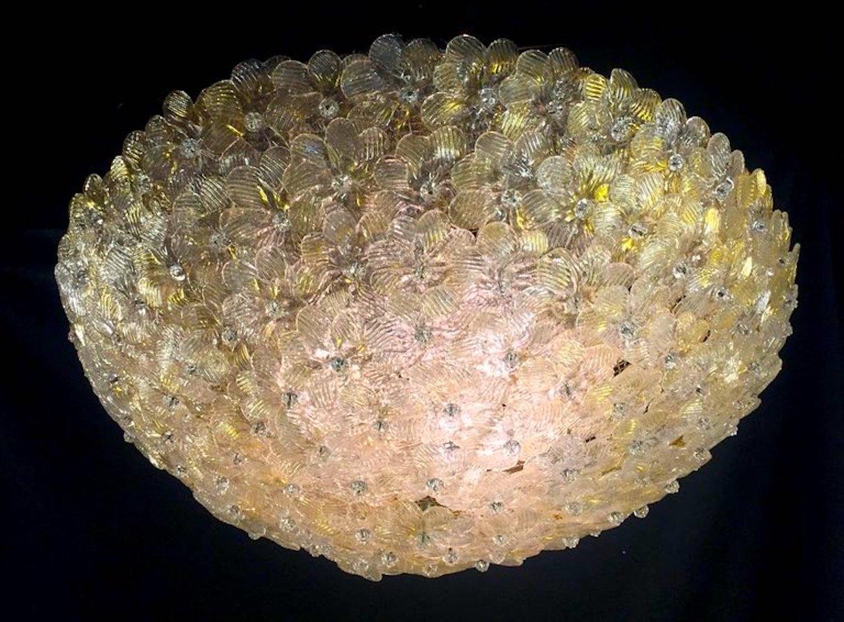 Pareja de increíbles lámparas de techo de cristal de Murano  por Barovier & Toso, 1960 Moderno de mediados de siglo en venta
