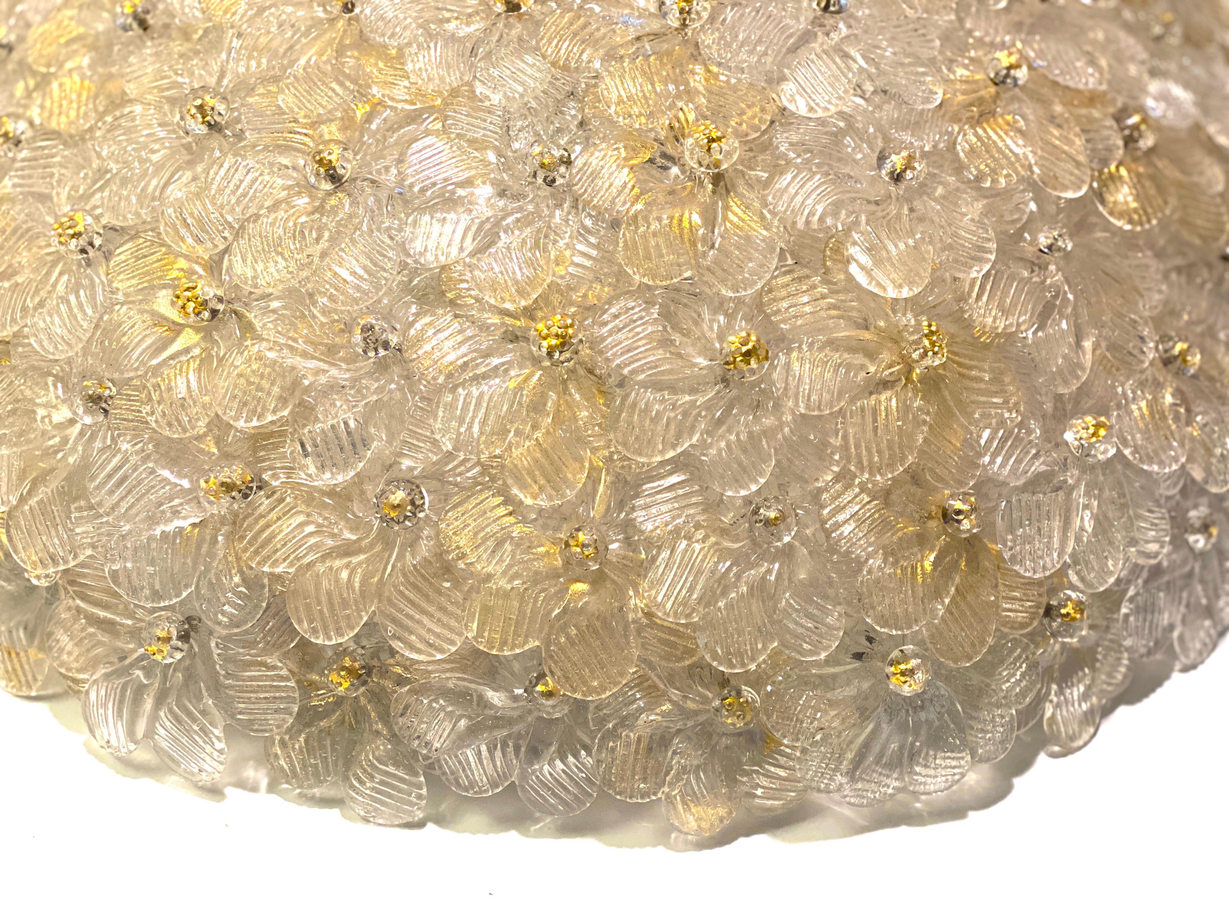 Pair of Amazing Murano Glass Ceiling Light  by Barovier & Toso, 1960 For Sale 1