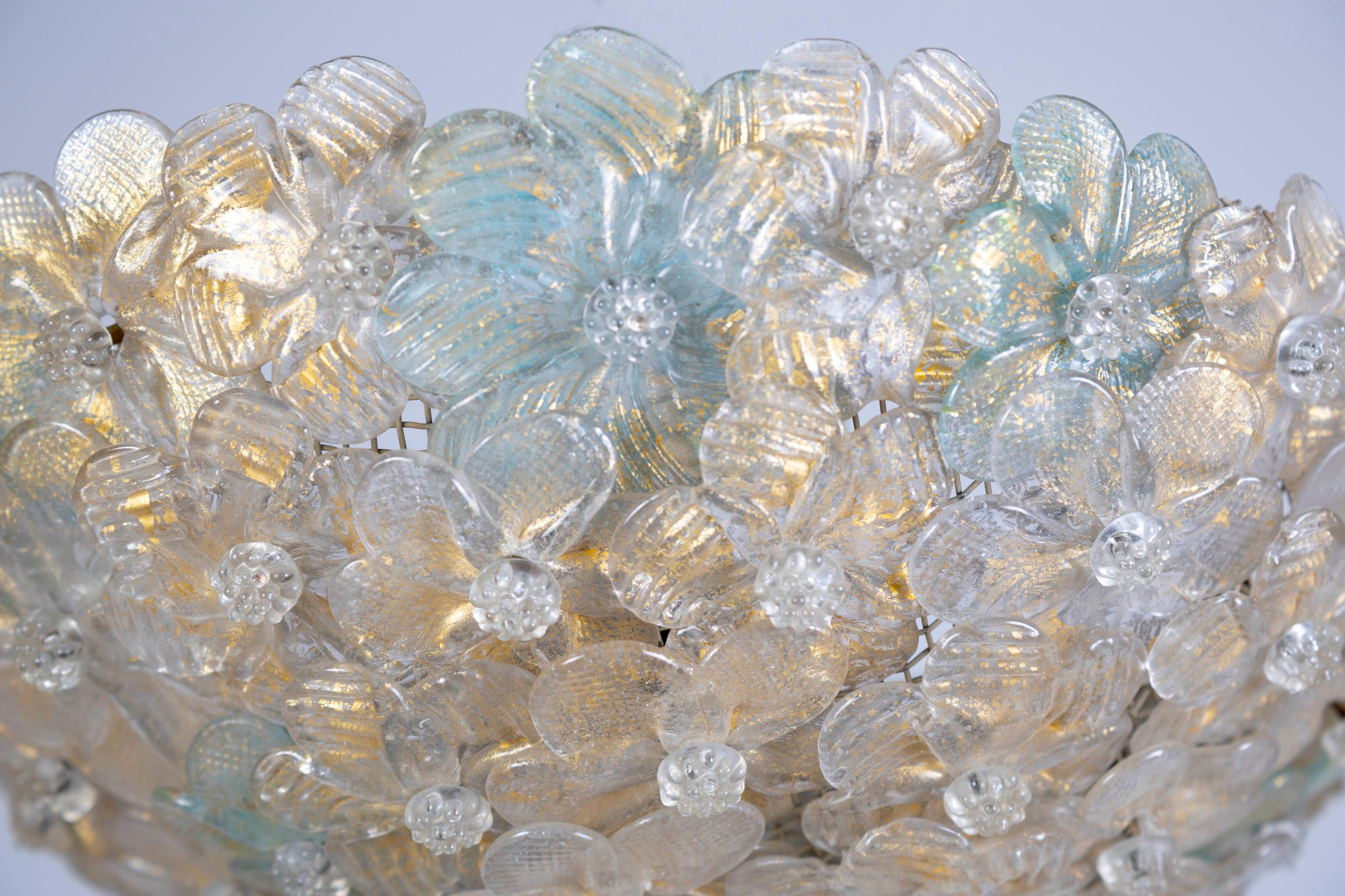 Paar erstaunliche Murano Glas  Blumen korb deckenleuchten by Barovier im Angebot 4