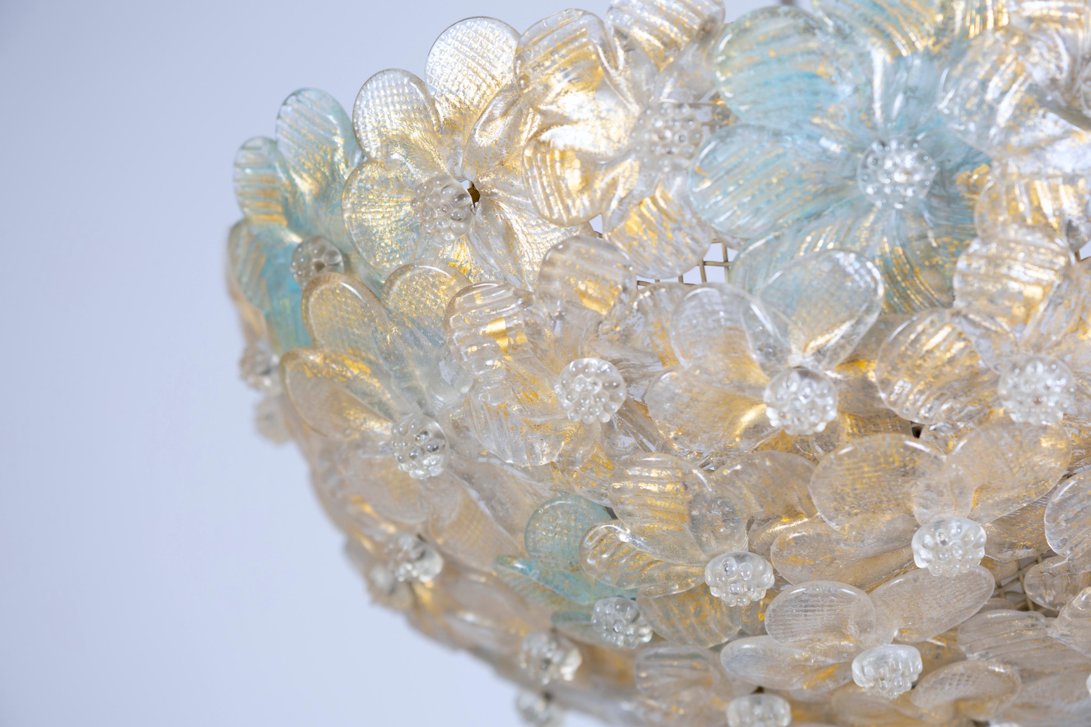 Paar erstaunliche Murano Glas  Blumen korb deckenleuchten by Barovier im Angebot 5