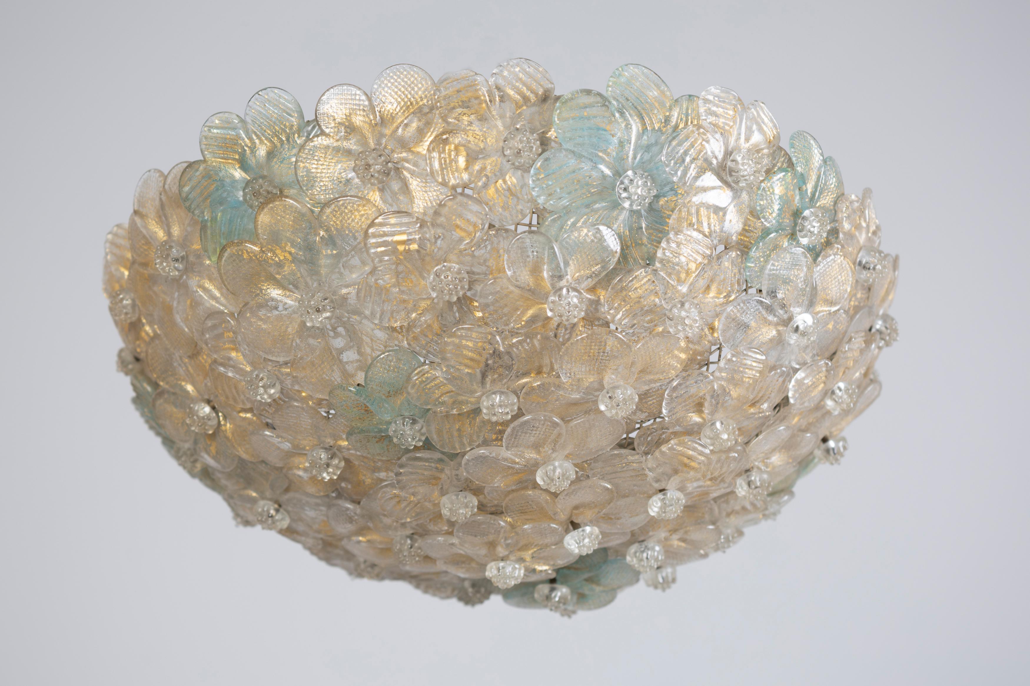 Paar erstaunliche Murano Glas  Blumen korb deckenleuchten by Barovier (Italienisch) im Angebot
