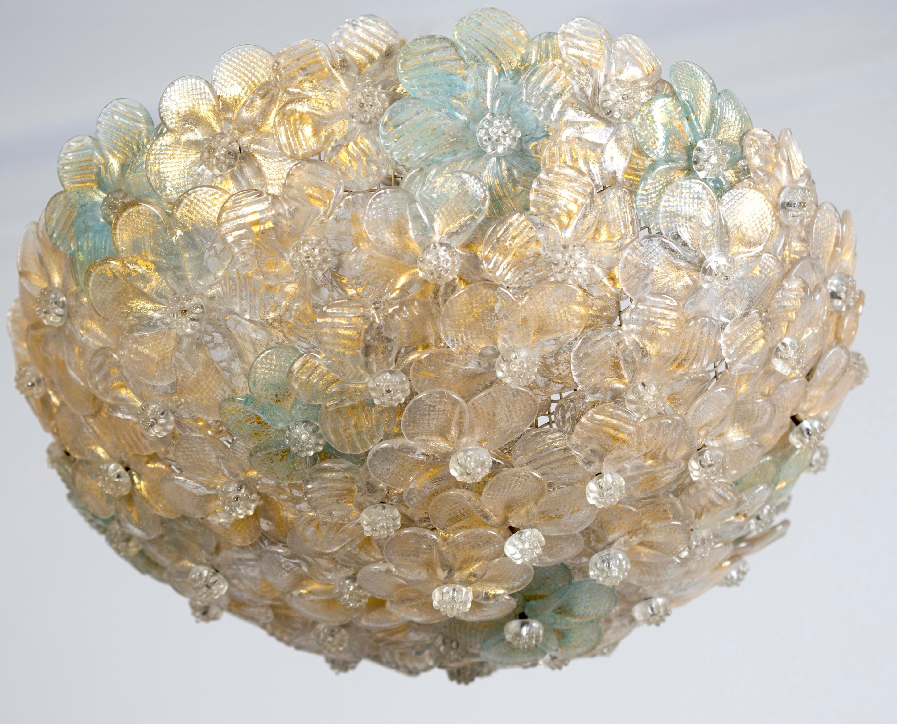 Paar erstaunliche Murano Glas  Blumen korb deckenleuchten by Barovier im Zustand „Hervorragend“ im Angebot in Rome, IT