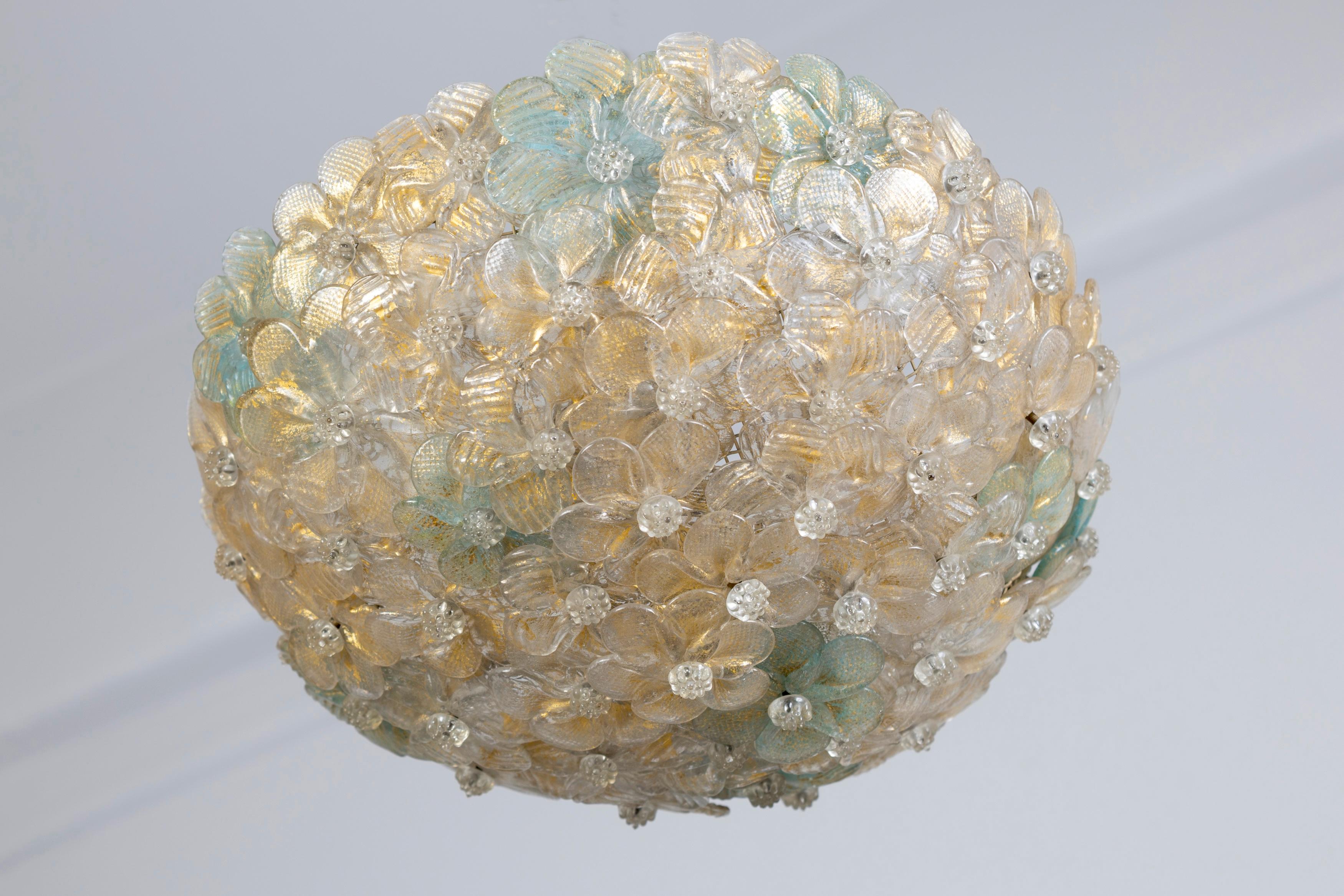 Paar erstaunliche Murano Glas  Blumen korb deckenleuchten by Barovier (Mitte des 20. Jahrhunderts) im Angebot