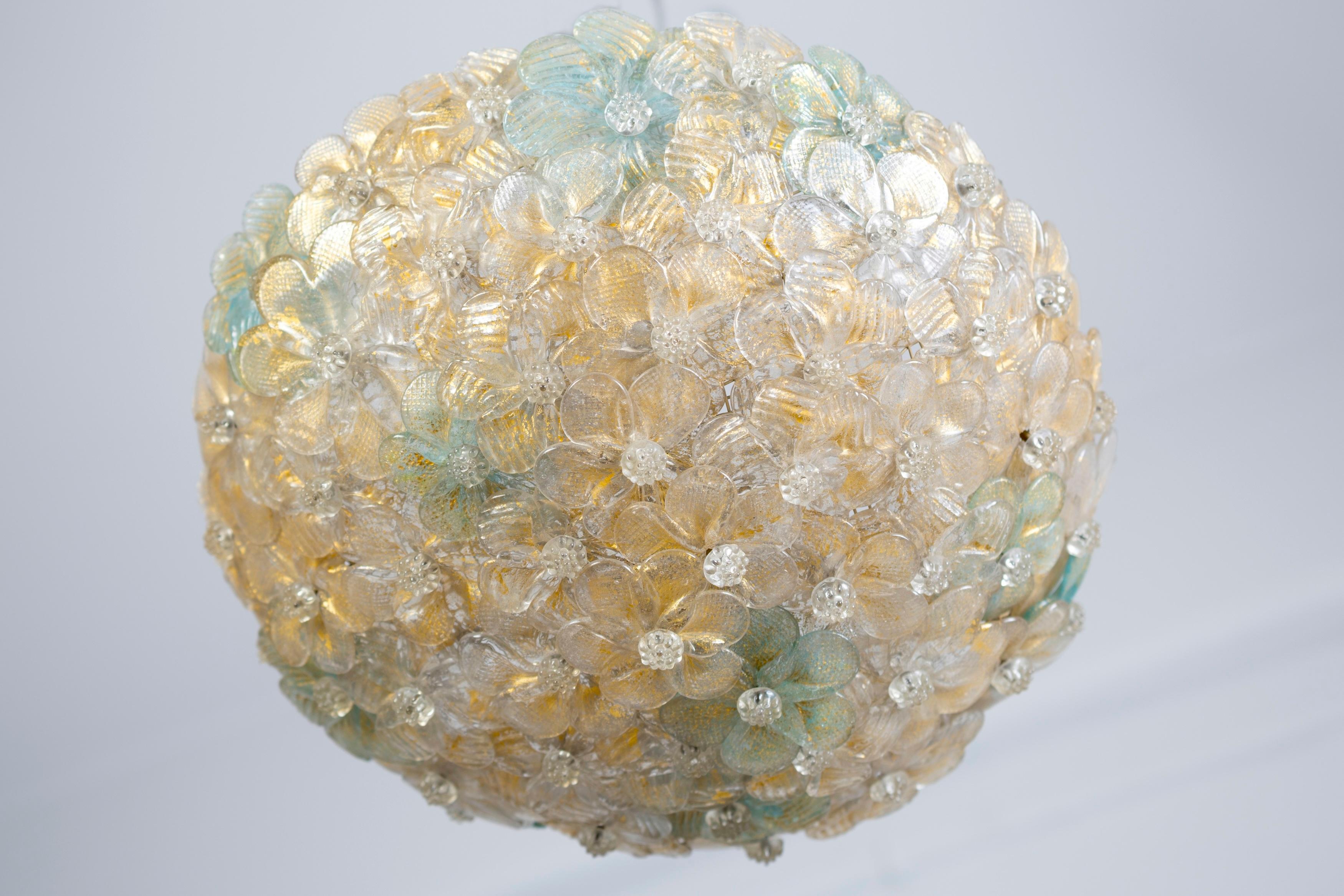 Paar erstaunliche Murano Glas  Blumen korb deckenleuchten by Barovier (Geblasenes Glas) im Angebot
