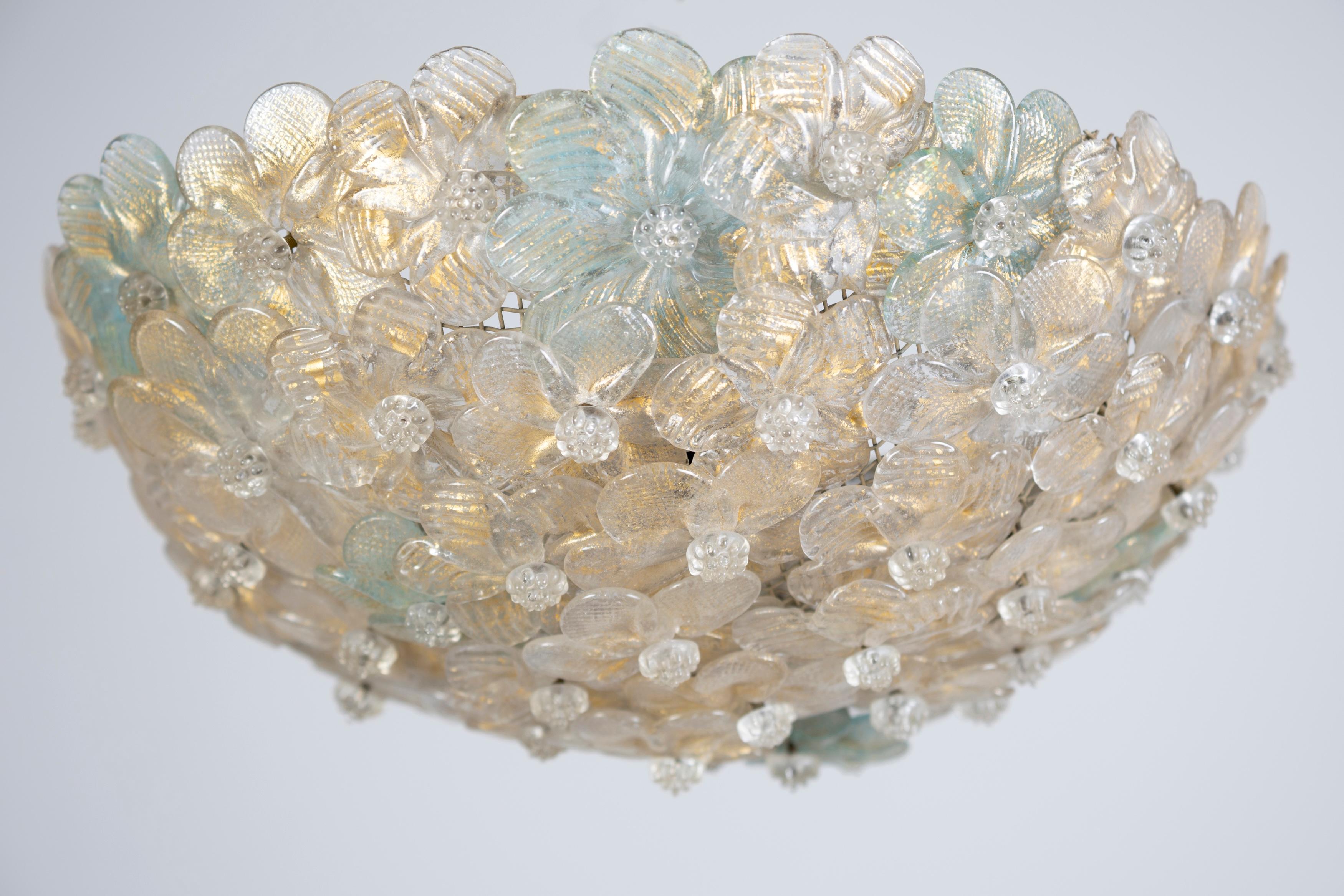 Paar erstaunliche Murano Glas  Blumen korb deckenleuchten by Barovier im Angebot 1