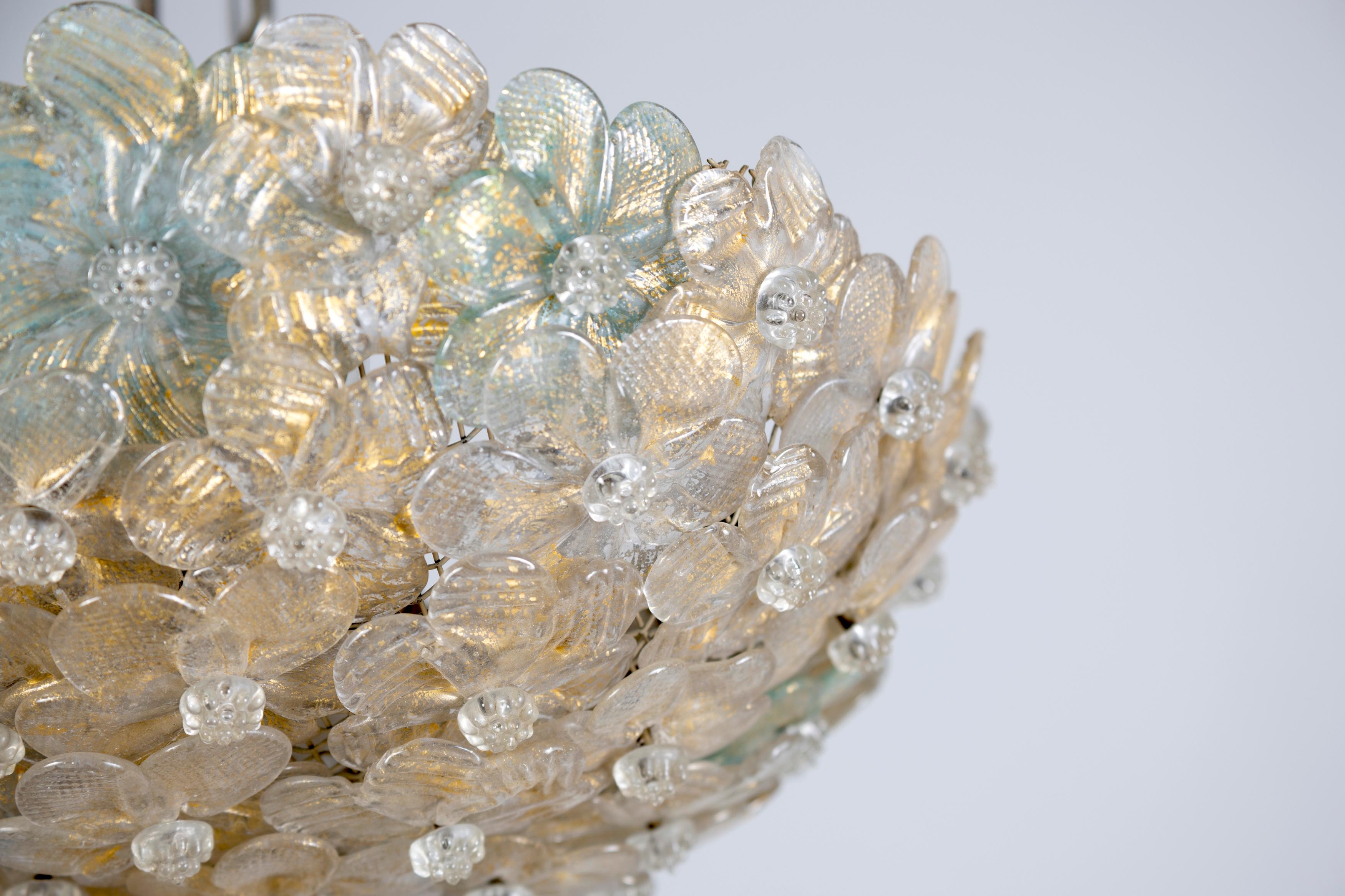 Paar erstaunliche Murano Glas  Blumen korb deckenleuchten by Barovier im Angebot 2