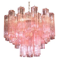 Pair of Amazing Pink Tronchi Murano Glass Chandelier