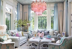 Pair of Amazing Pink Tronchi Murano Glass Chandelier