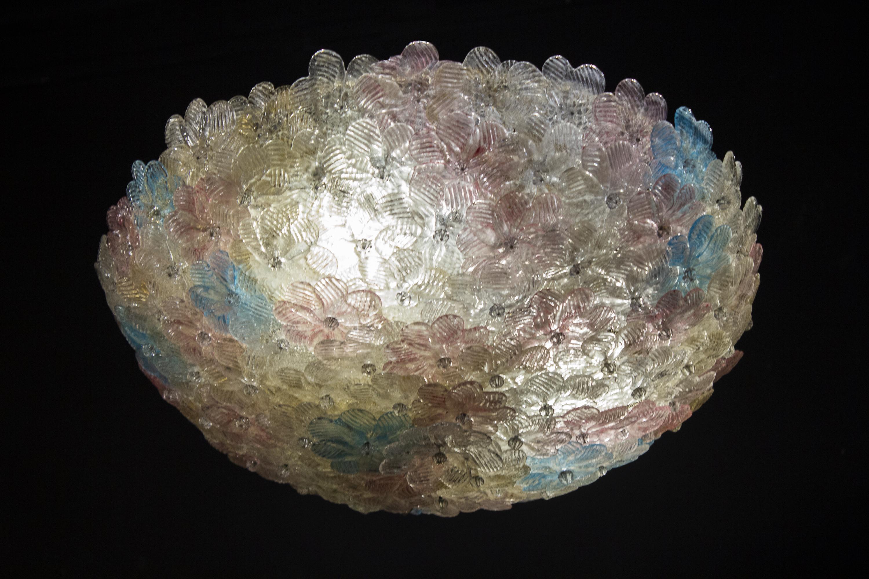 Pair of Amazing Venetian Ceiling Flowers Basket by Barovier & Toso, 1950s For Sale 5