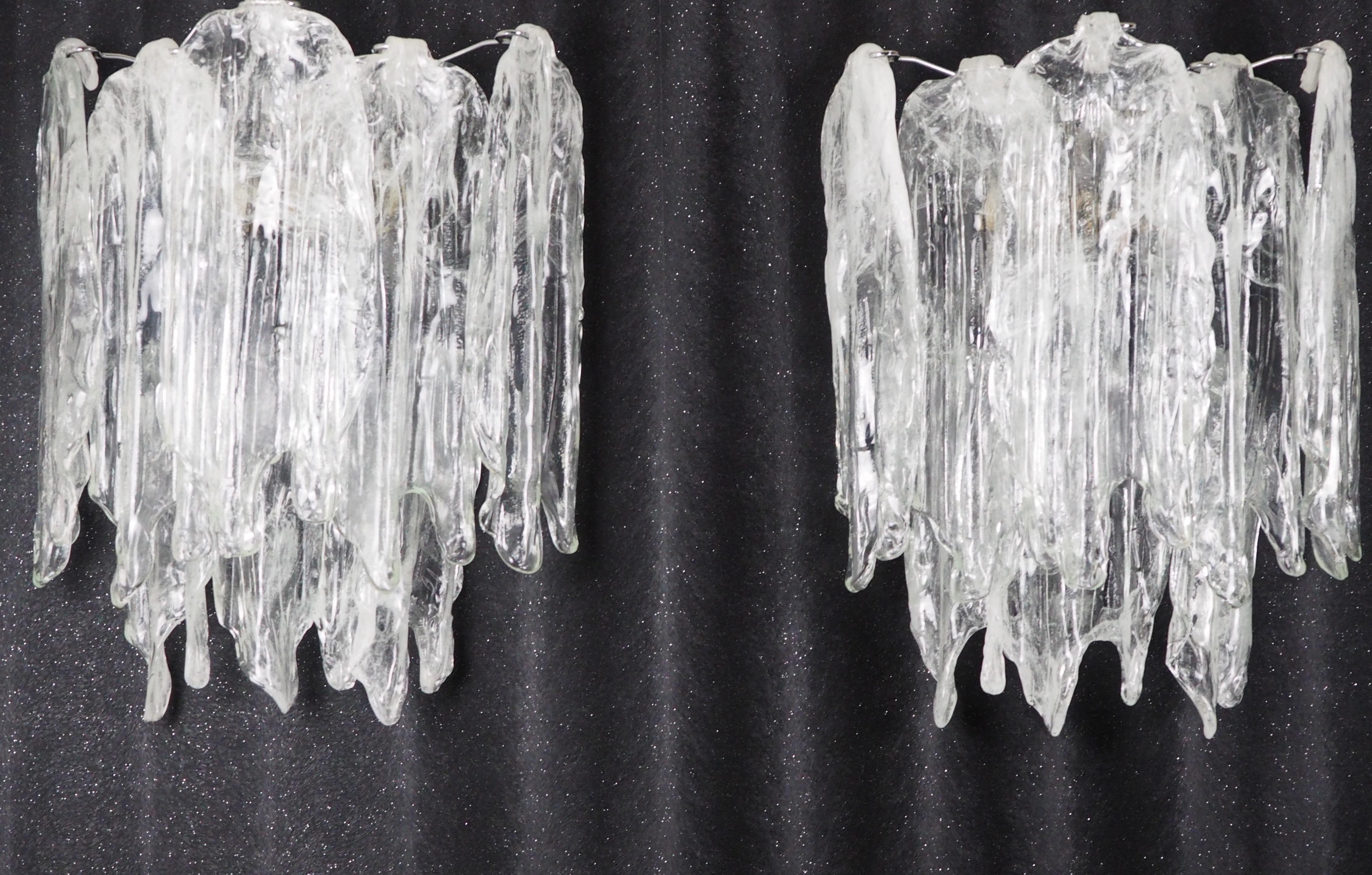 Pair of Italian Glass Wall Sconces Attributed to Mazzega, Italy, circa 1960s For Sale 3