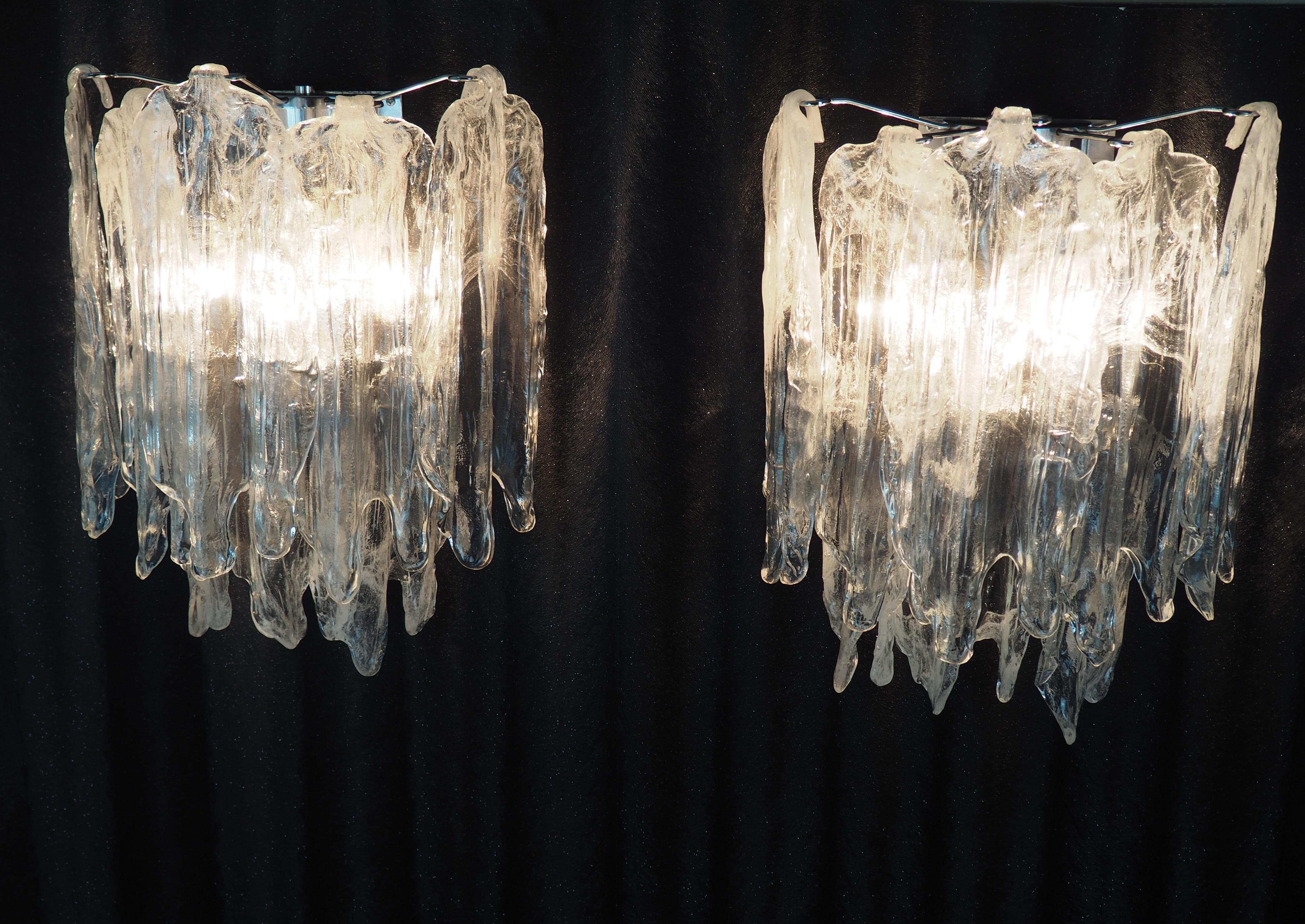 Pair of Italian Glass Wall Sconces Attributed to Mazzega, Italy, circa 1960s For Sale 2