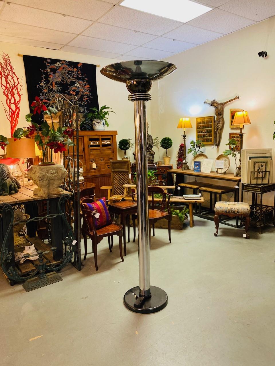 Pair of Amazonian Tall Torchiere Floor Lamps by Walter Prosper In Good Condition In San Diego, CA