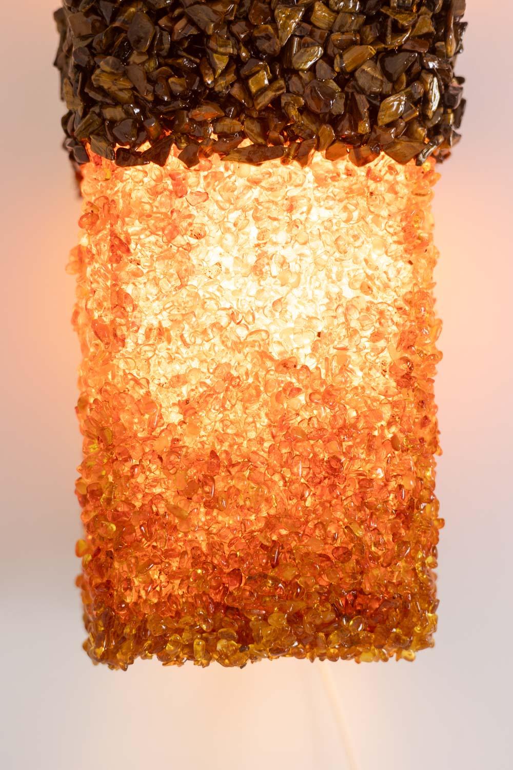Pair of amazonite and amber wall lights. Contemporary artist work. In Excellent Condition For Sale In Saint-Ouen, FR