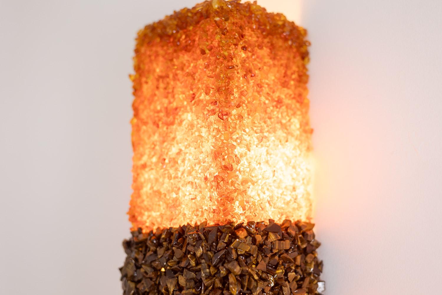 20th Century Pair of amazonite and amber wall lights. Contemporary artist work. For Sale