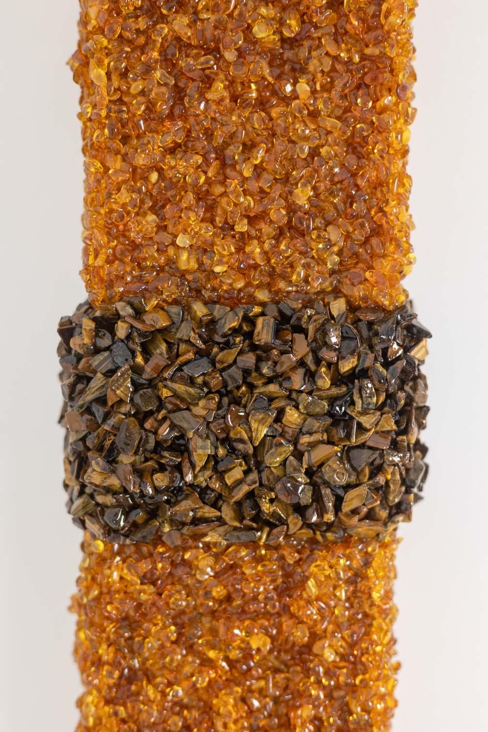 Precious Stone Pair of amazonite and amber wall lights. Contemporary artist work. For Sale
