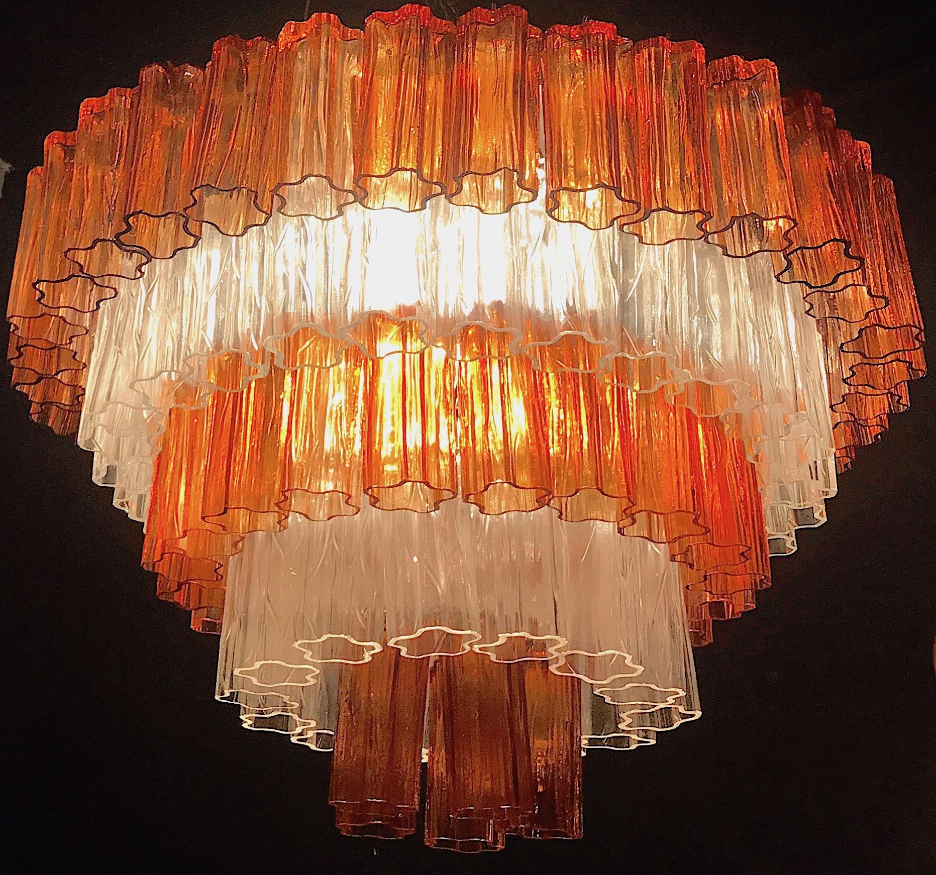 Pair of Amber and Ice Color Murano Glass Chandelier or Flushmount, 1970 For Sale 6