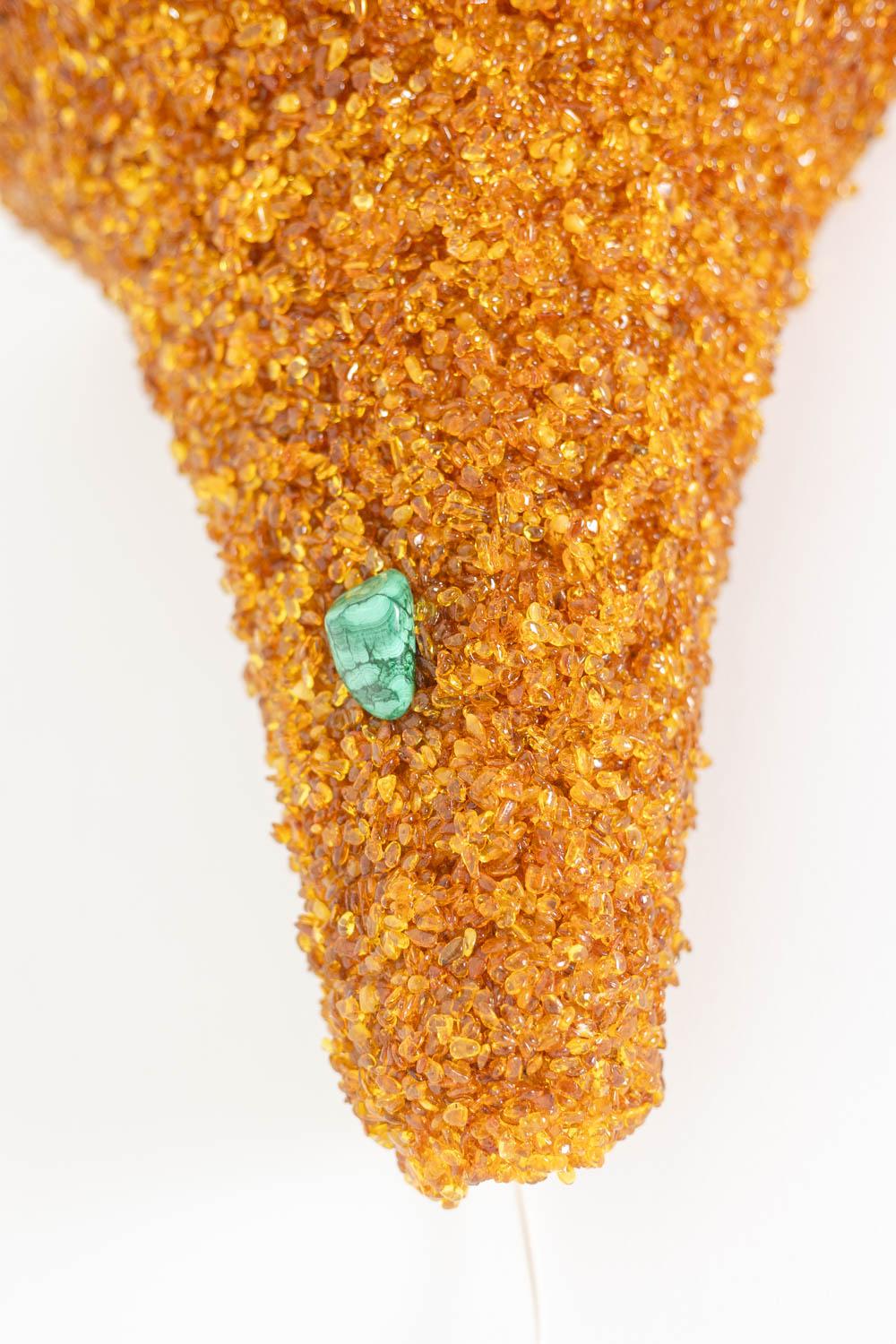 Pair of amber and malachite sconces. Contemporary work. For Sale 2