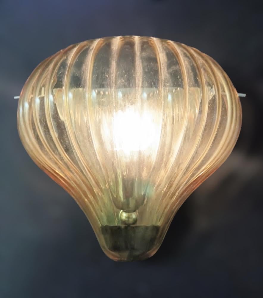 Pair of Amber Balloon Sconces In Good Condition For Sale In Los Angeles, CA