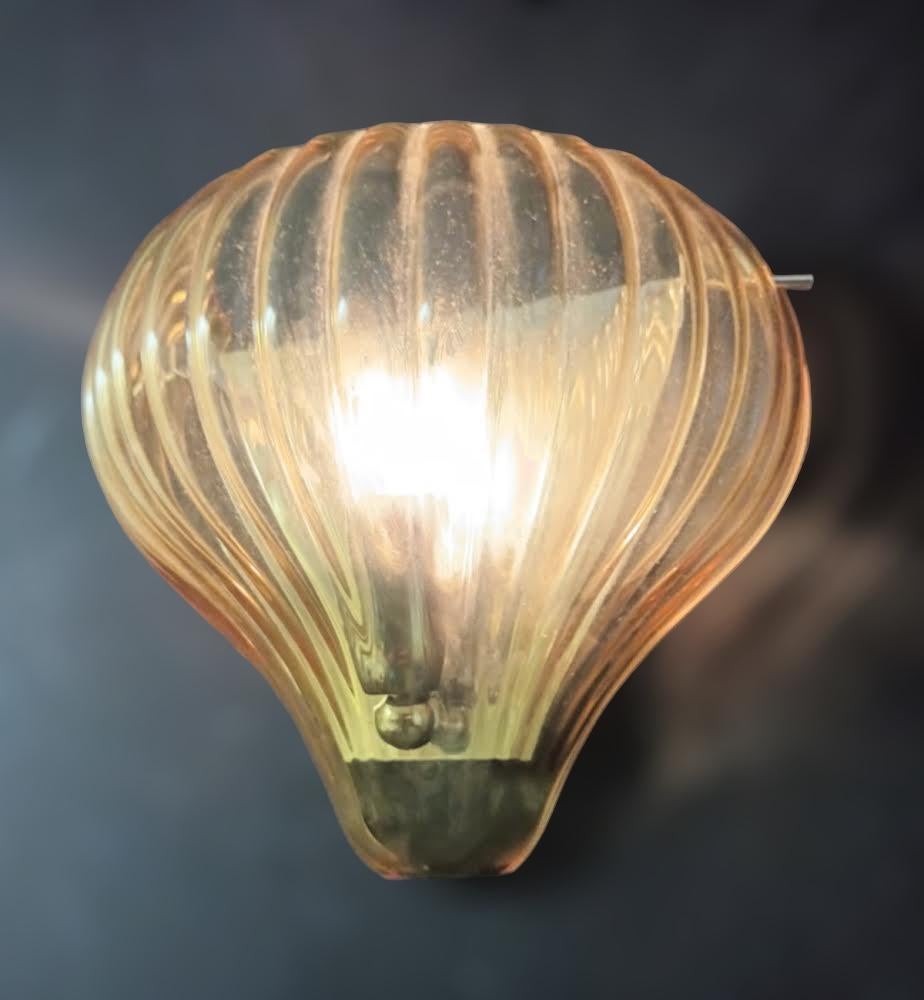 20th Century Pair of Amber Balloon Sconces For Sale