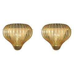 Vintage Pair of Amber Balloon Sconces