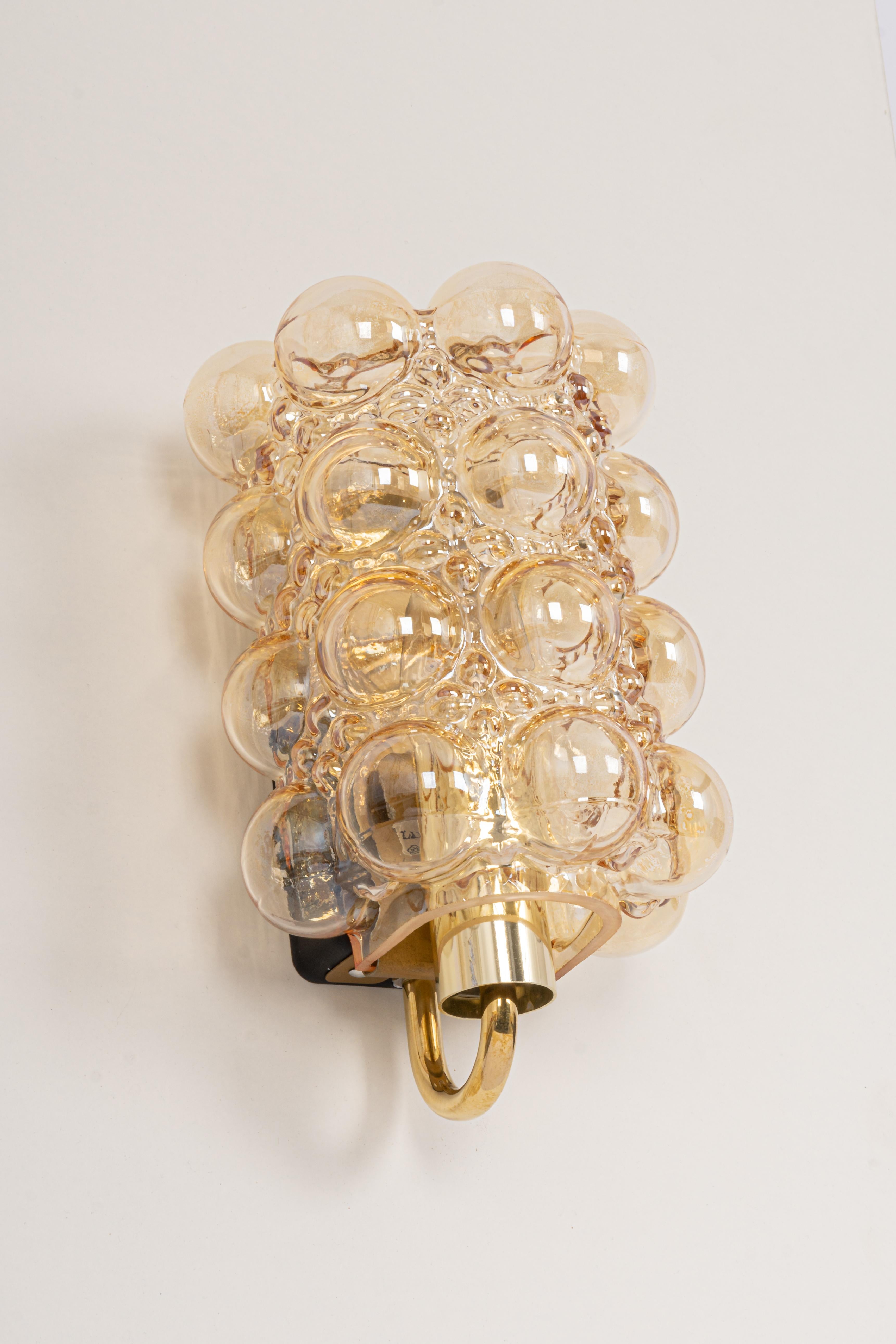 Pair of Amber Bubble Glass Sconces by Helena Tynell, Limburg, Germany For Sale 4