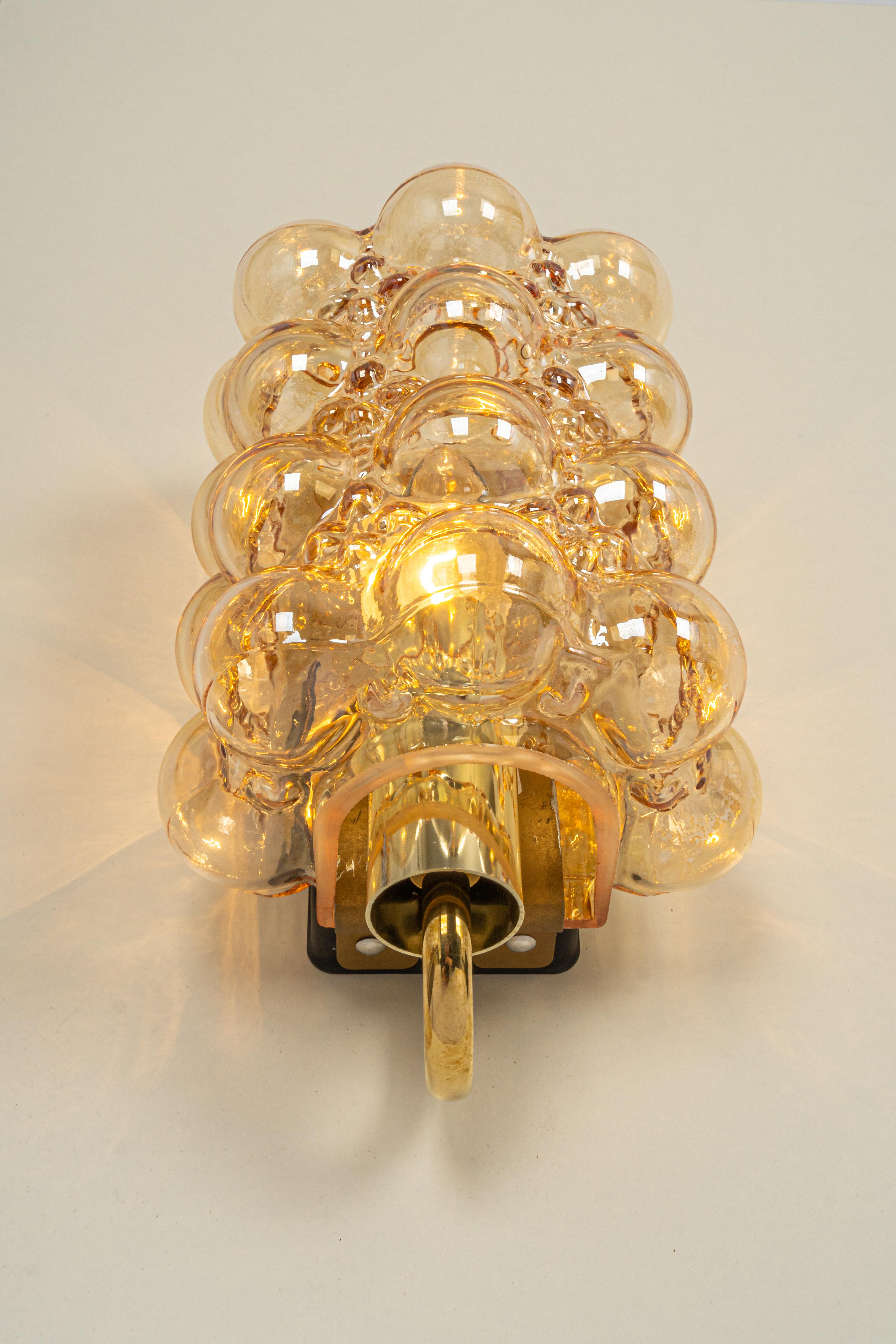 Pair of Amber Bubble Glass Sconces by Helena Tynell, Limburg, Germany 5