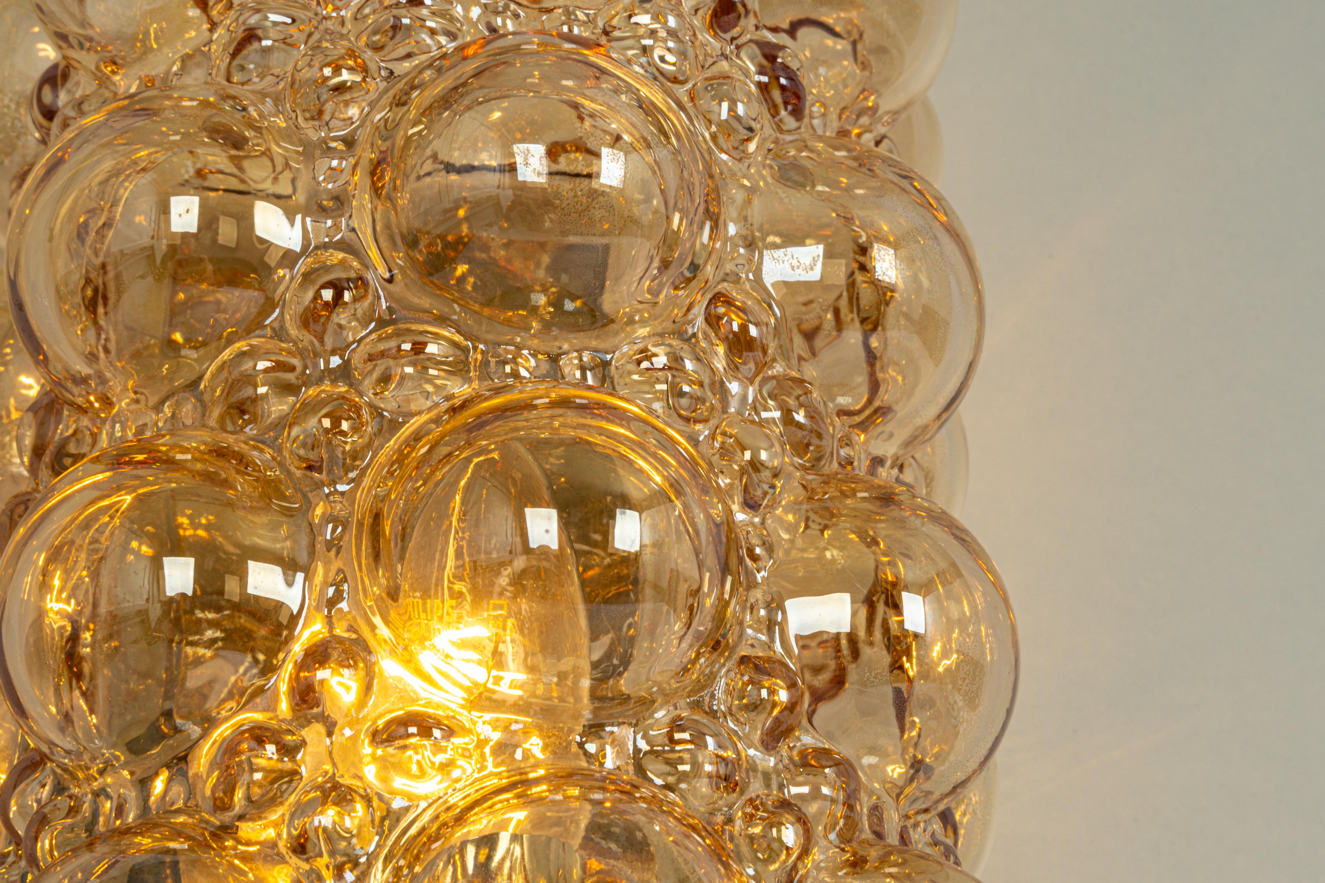 Pair of Amber Bubble Glass Sconces by Helena Tynell, Limburg, Germany 6