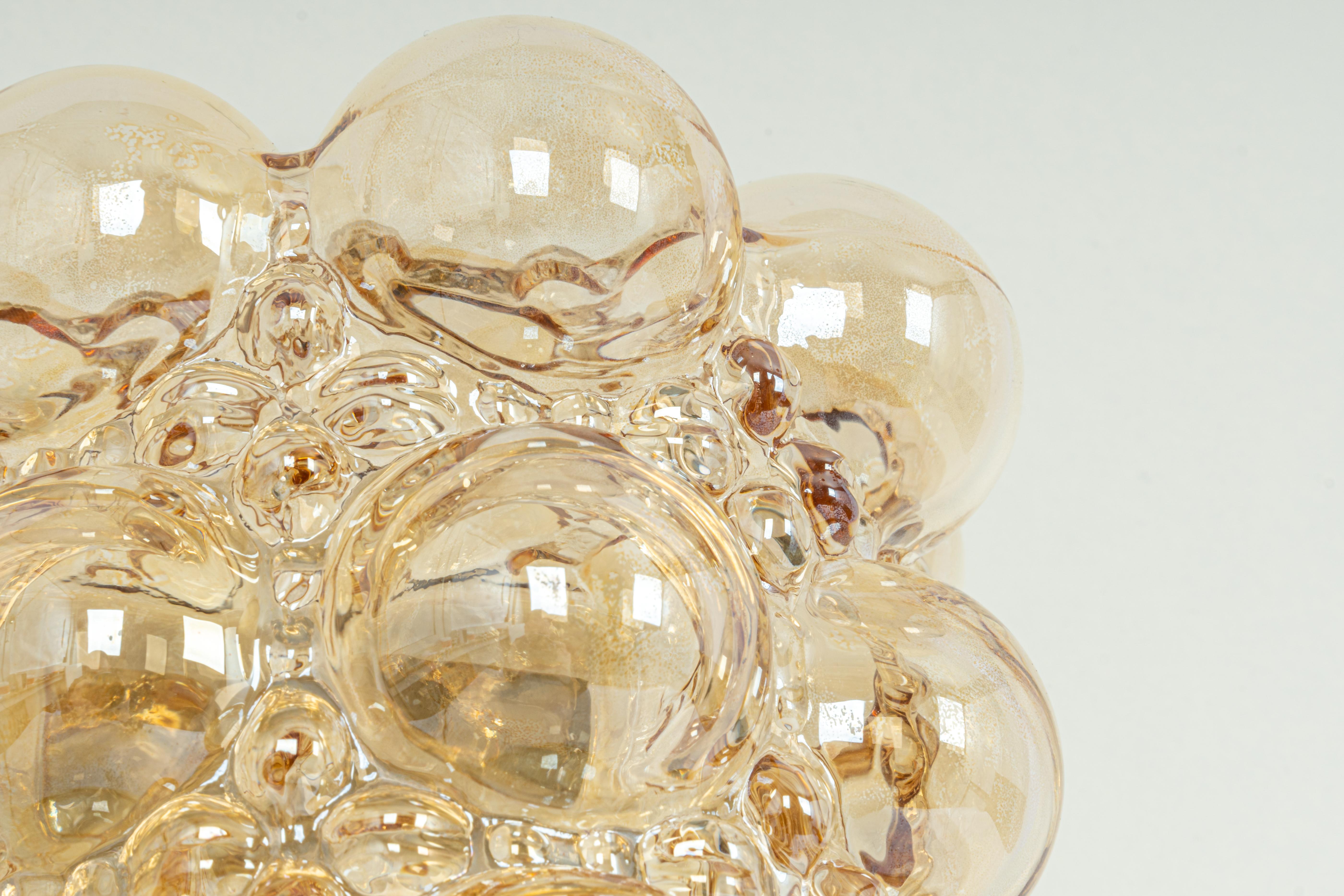 Pair of Amber Bubble Glass Sconces by Helena Tynell, Limburg, Germany For Sale 6