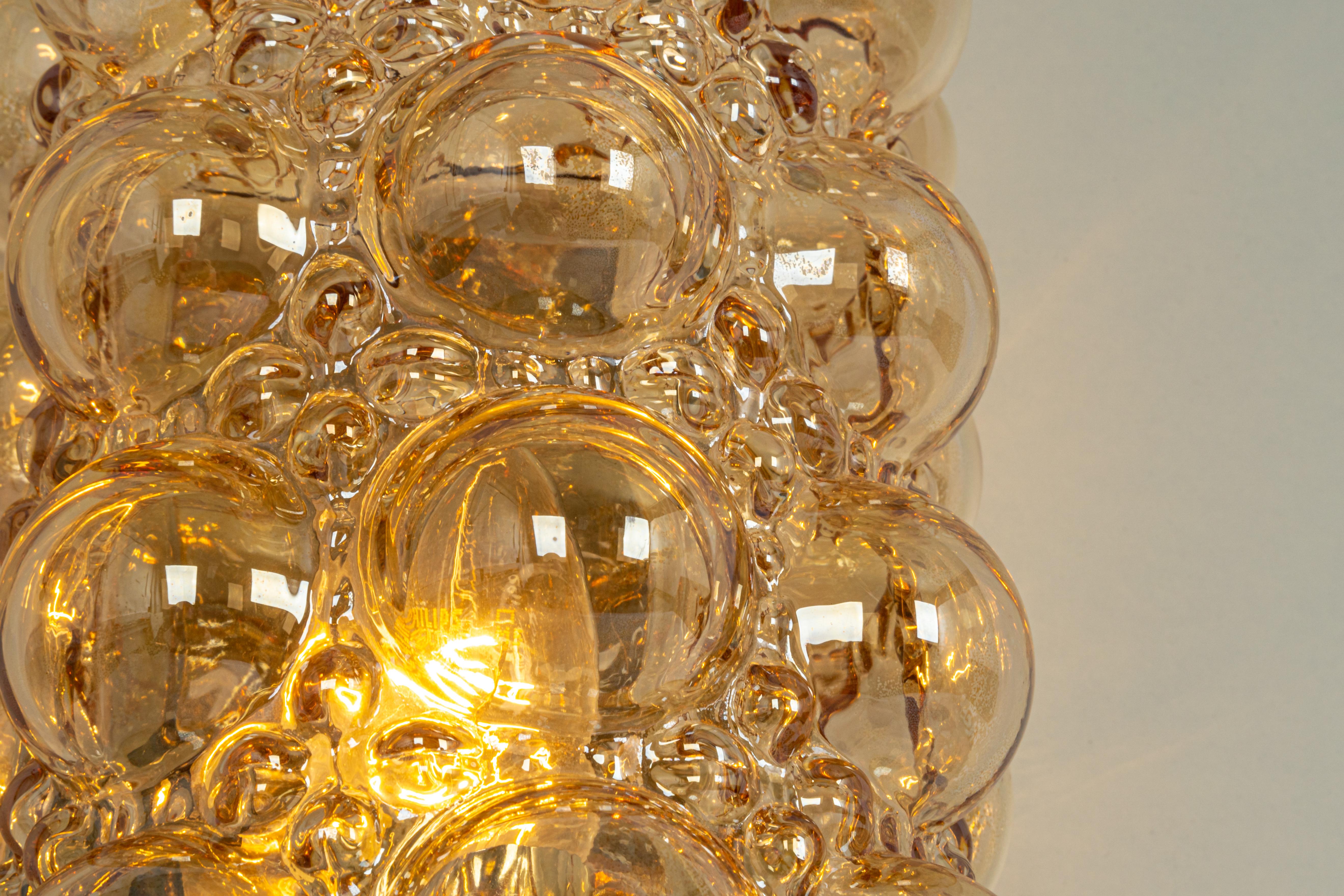 Pair of Amber Bubble Glass Sconces by Helena Tynell, Limburg, Germany In Good Condition For Sale In Aachen, NRW