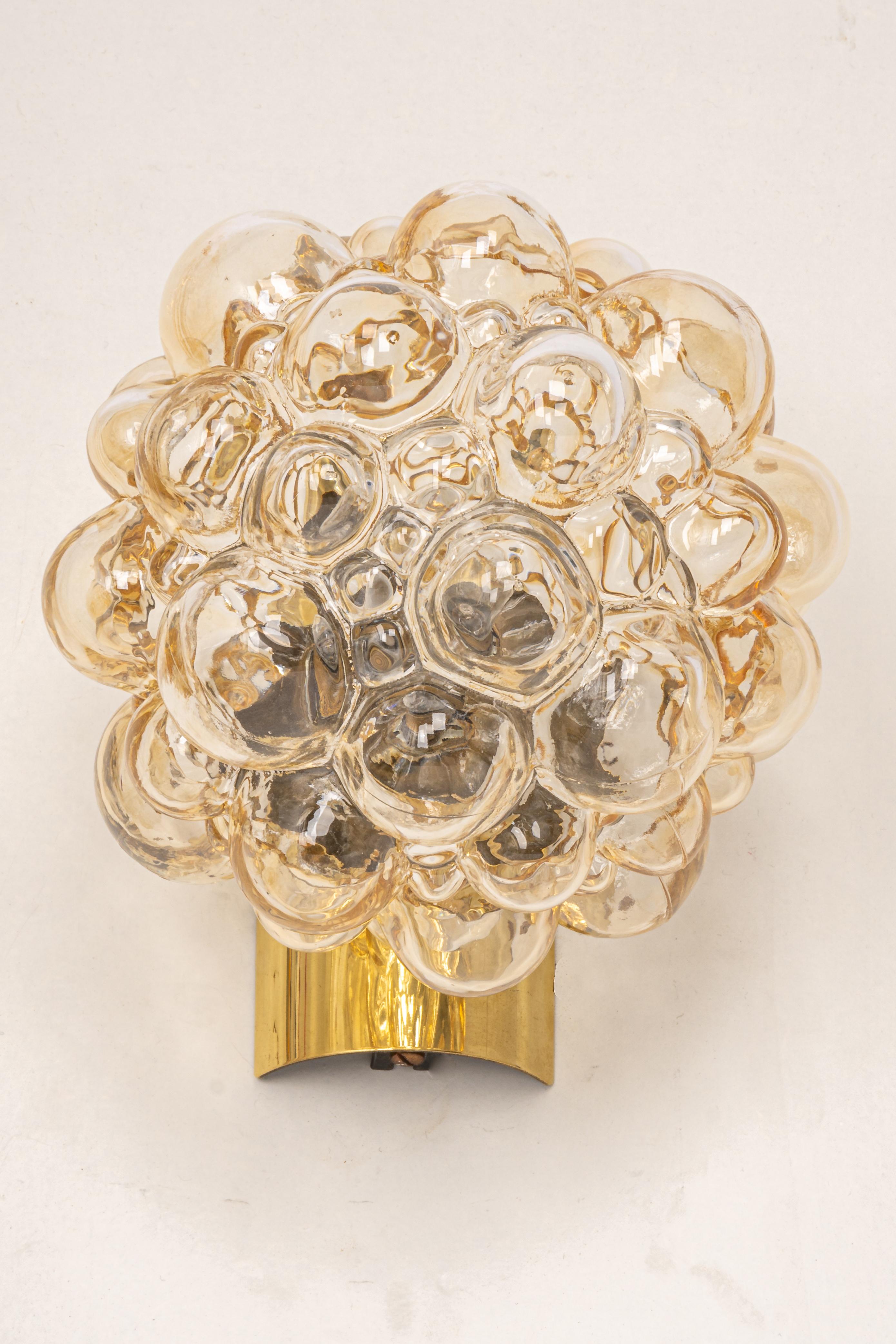 Mid-20th Century Pair of Amber Bubble Glass Sconces by Helena Tynell, Limburg, Germany