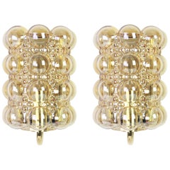 Pair of Amber Bubble Glass Sconces by Helena Tynell, Limburg, Germany