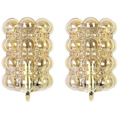 Pair of Amber Bubble Glass Sconces by Helena Tynell, Limburg, Germany