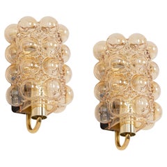 Pair of Amber Bubble Glass Sconces by Helena Tynell, Limburg, Germany