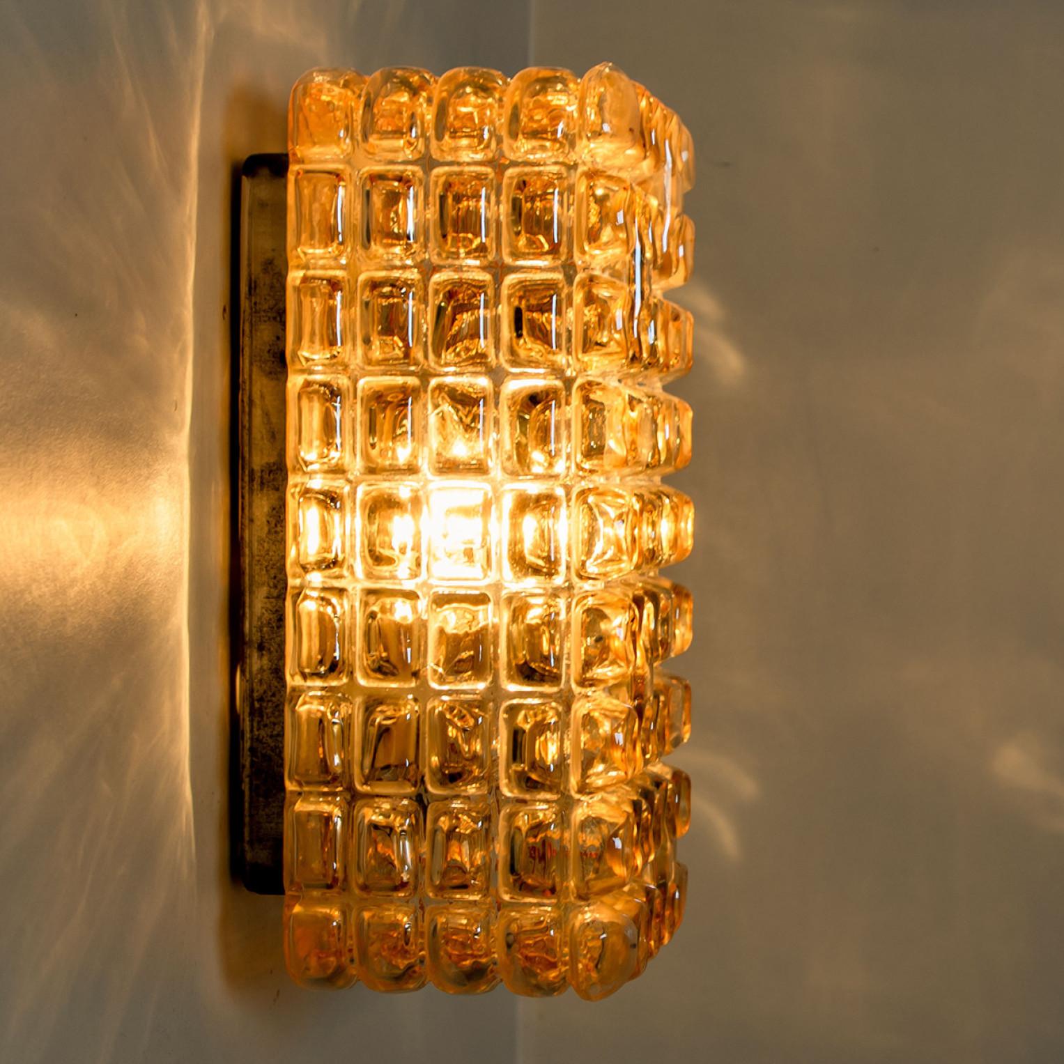 Pair Of Amber Bubble Glass Wall Sconces in the Style of Helena Tynell 3