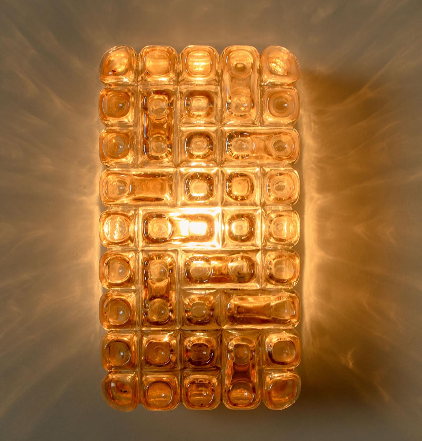 Pair Of Amber Bubble Glass Wall Sconces in the Style of Helena Tynell 4