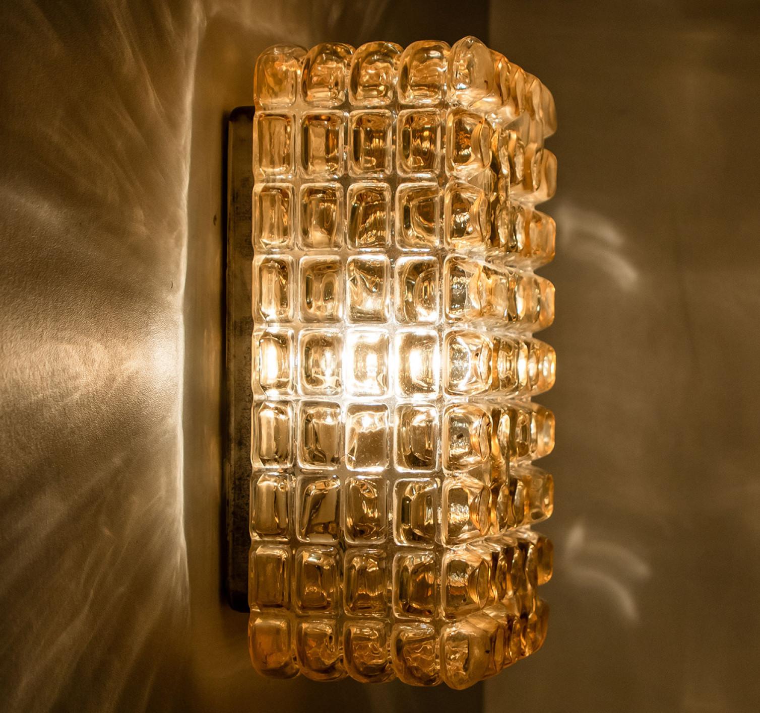 Pair Of Amber Bubble Glass Wall Sconces in the Style of Helena Tynell 6