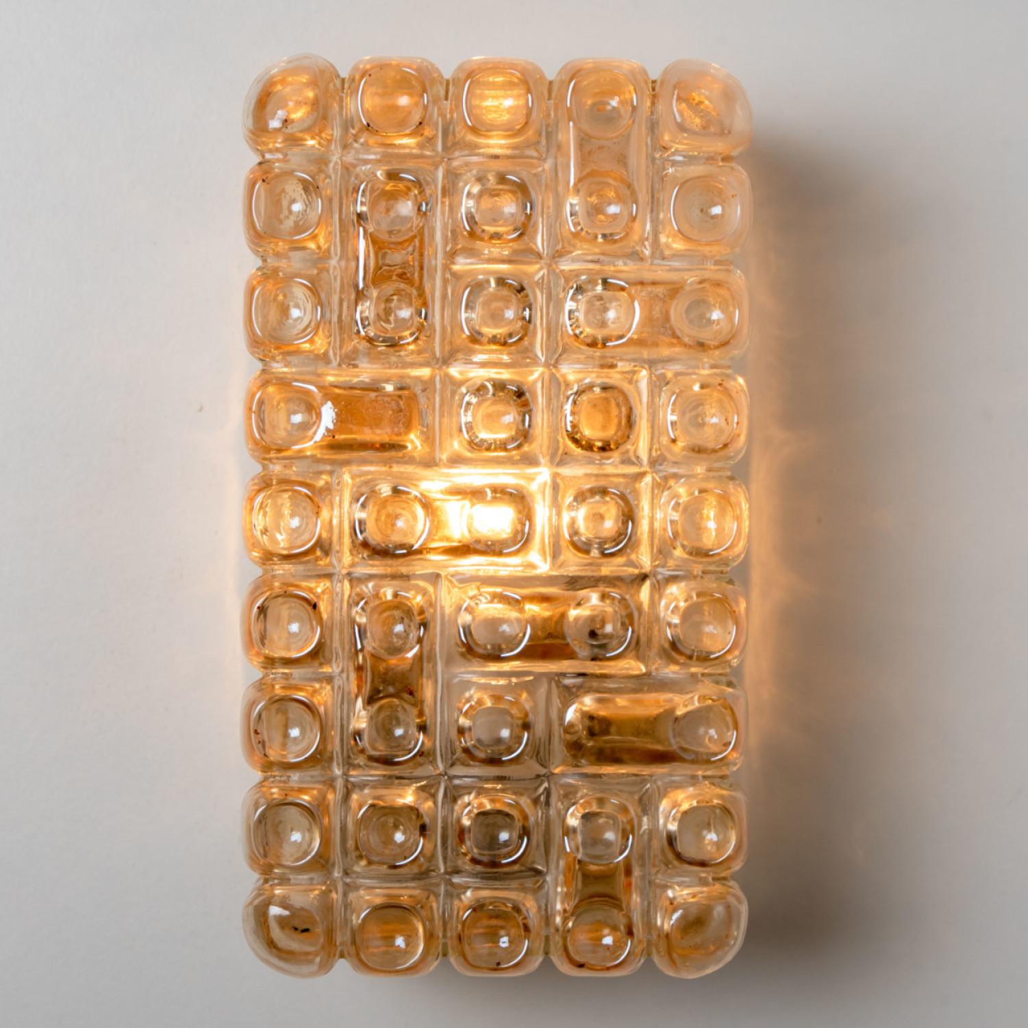 Pair Of Amber Bubble Glass Wall Sconces in the Style of Helena Tynell In Good Condition In Rijssen, NL