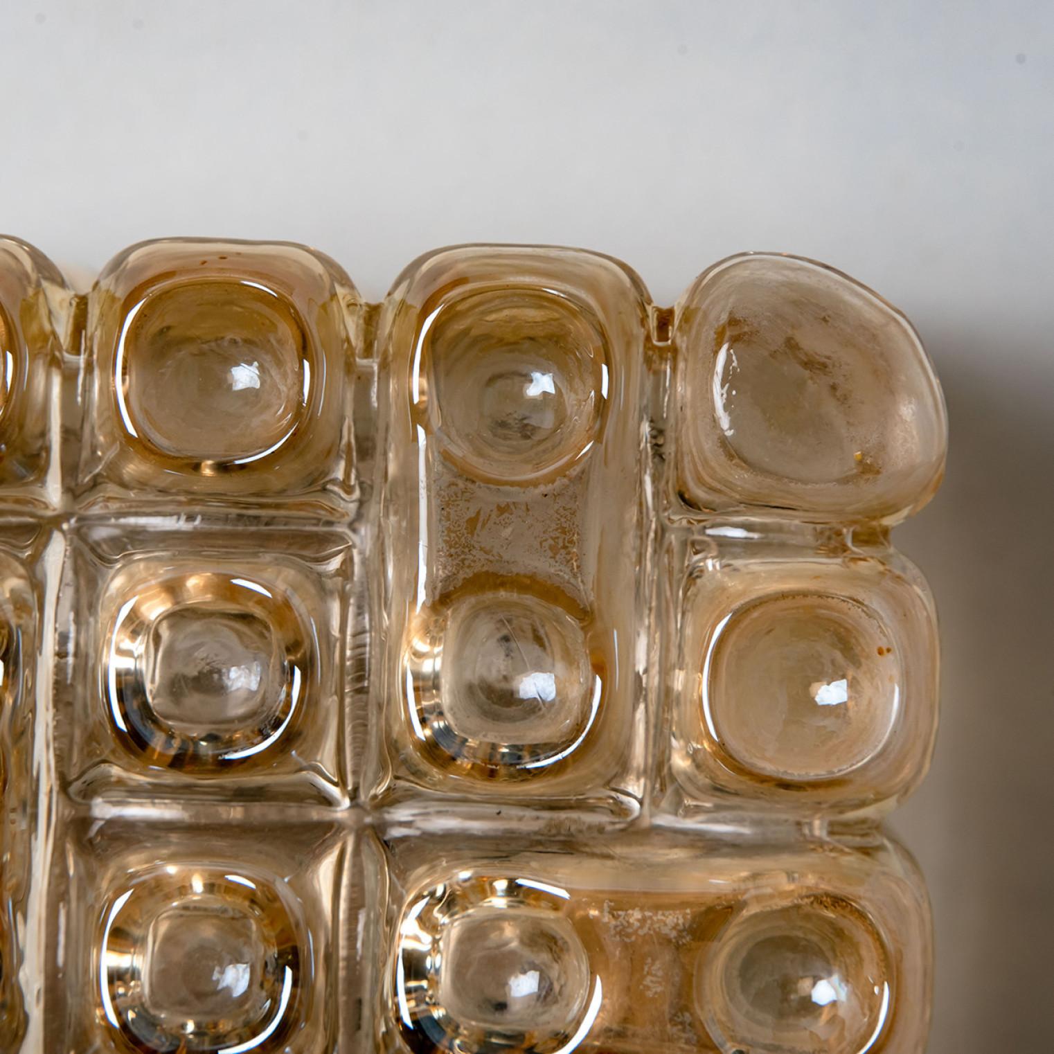 Pair Of Amber Bubble Glass Wall Sconces in the Style of Helena Tynell 1