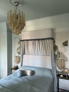 Pair of Amber colored Murano Wall Sconces in Drop form