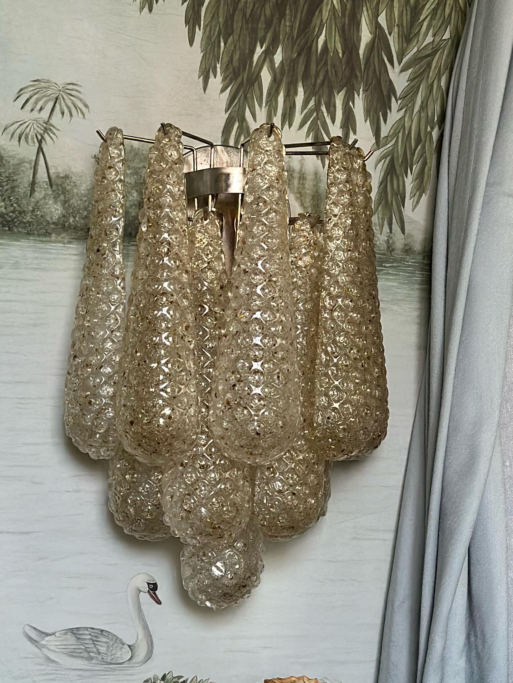 Pareja de Apliques de Murano color Ámbar en forma de Gota Italiano en venta