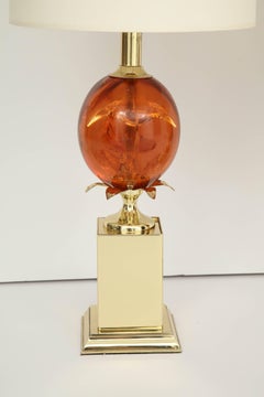 Pair of Amber Colored Resin Lamps