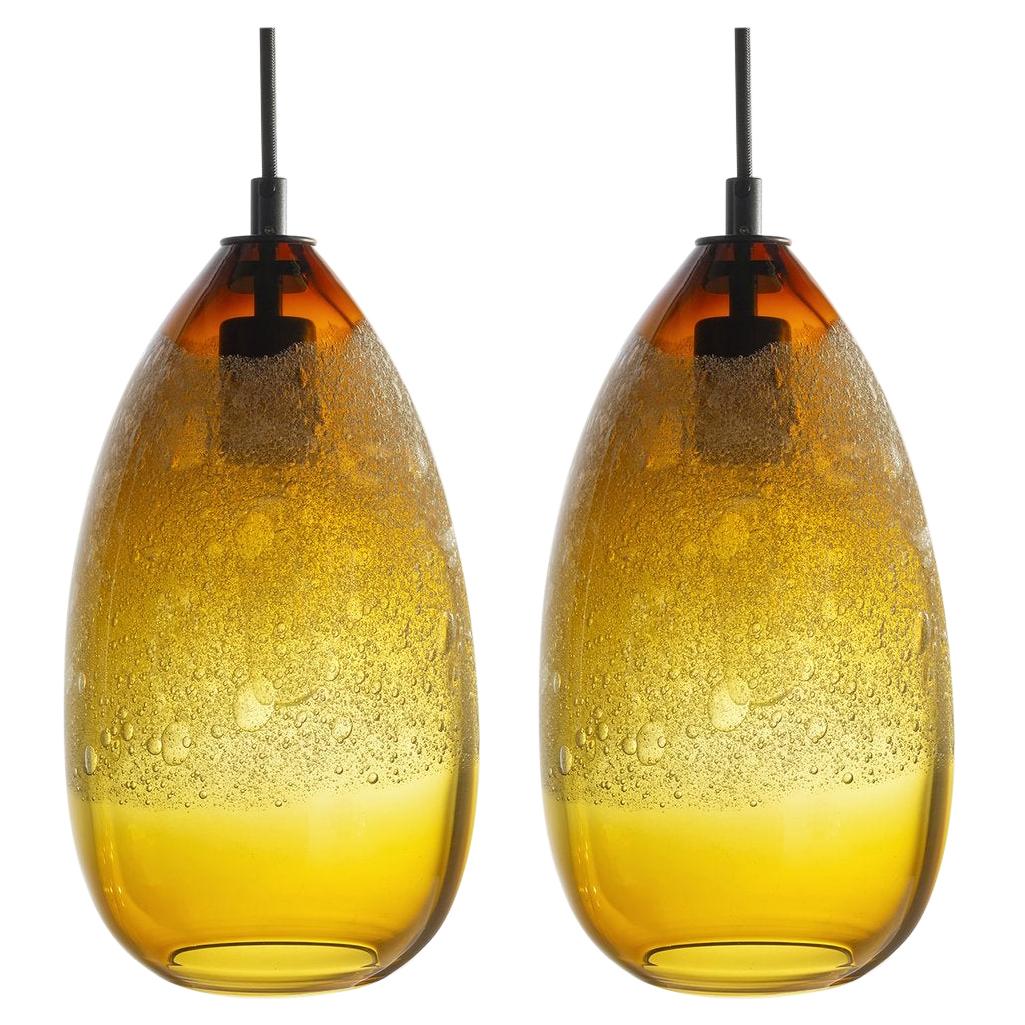 Pair of Amber Cone Bubble Pendants 'Qty 2' - Available Now