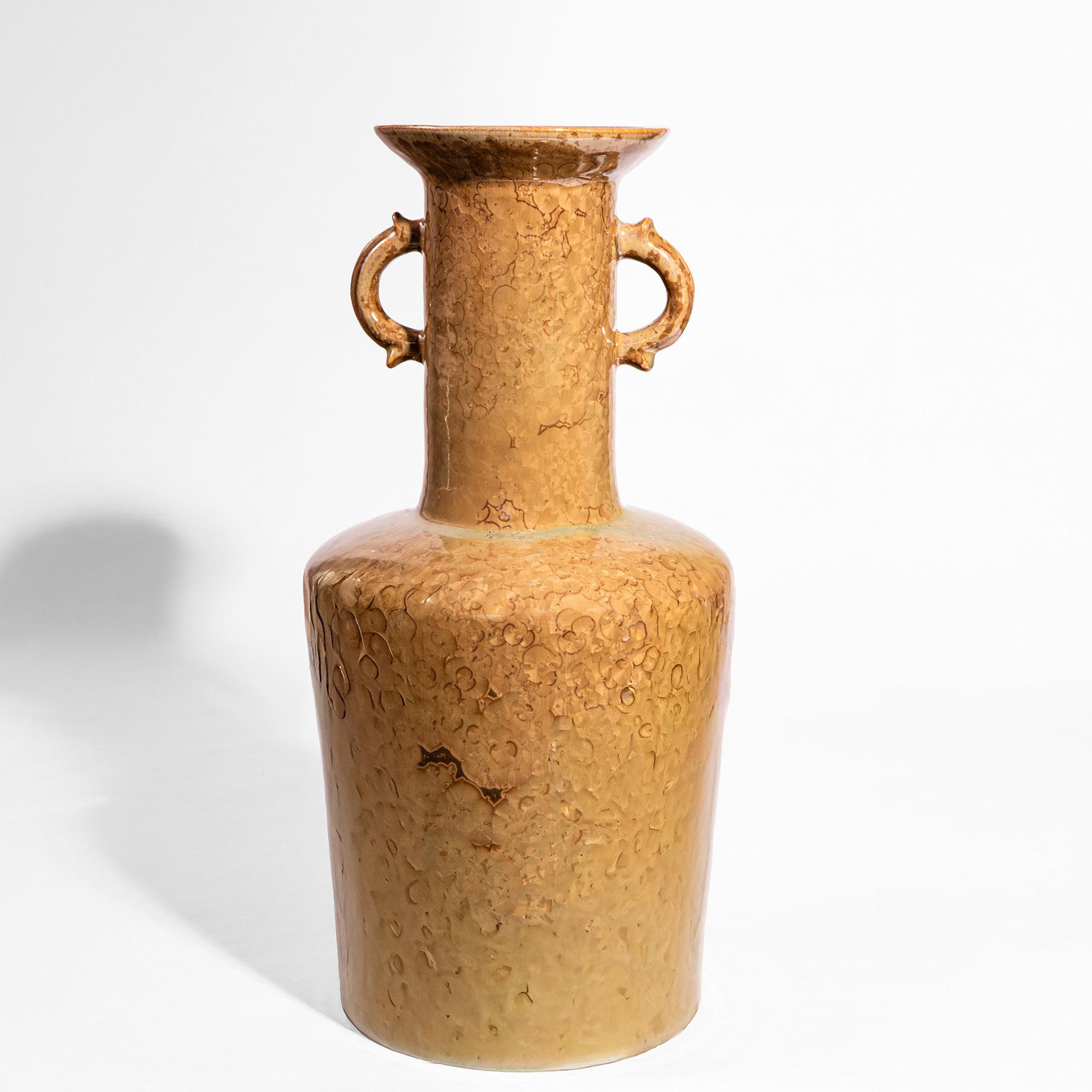 Paar bernsteinfarbene, kristallin glasierte Tischlampen im Angebot 1