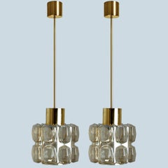 Coppia di ciondoli in vetro ambrato e oro di Helena Tynell, 1960